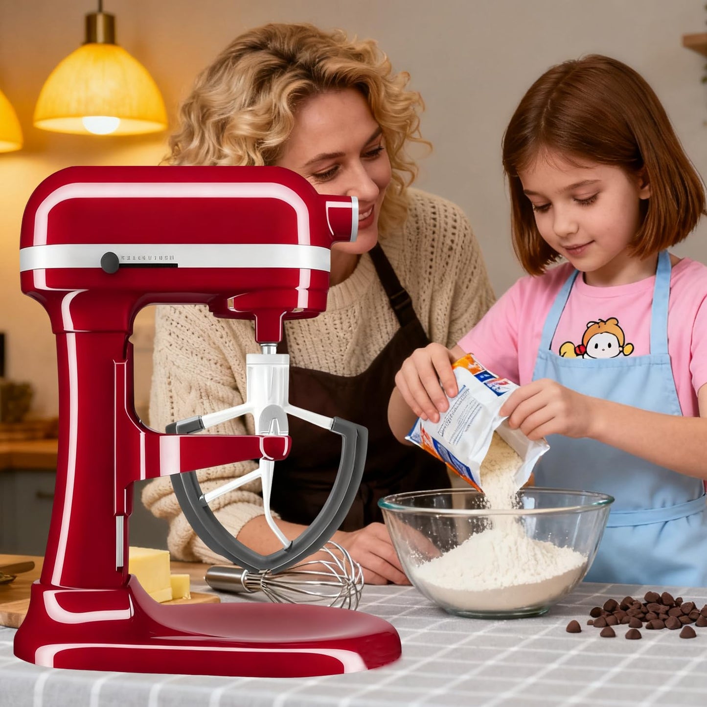 6Qt Flex Edge Beater Compatible with KitchenAid 6-Quart Bowl-Lift Stand Mixers,ONLY for Stainless Steel Bowl, Fits Professional 600, KP26M1X, KB26G1X. [Not for Glass Bowl & Tilt-Head