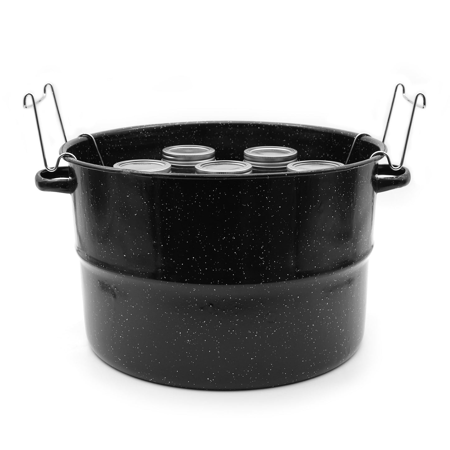 Starfrit 19.9L (21Qt) Carbon Steel Stockpot with Canning Rack and Lid - Enameled Exterior - Oven Safe - PFOA & PFAS Free - Easy to Clean - Black
