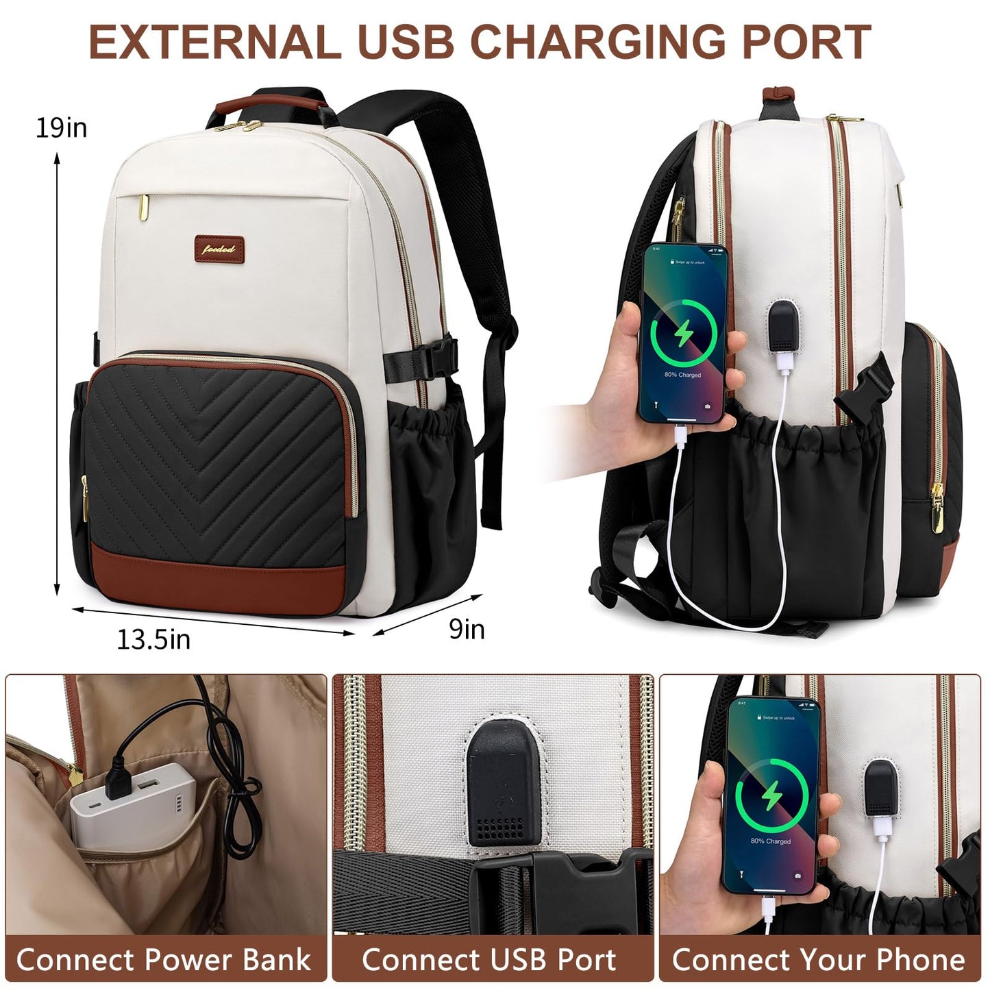 Large Laptop Backpack for Women Bookbag: 18 inch Work School Backpacks with Pocket for Large Capacity Cup & USB Charger College Book Bag Travel Business Nurse Teacher Bookbags Anti-theft Back Pack