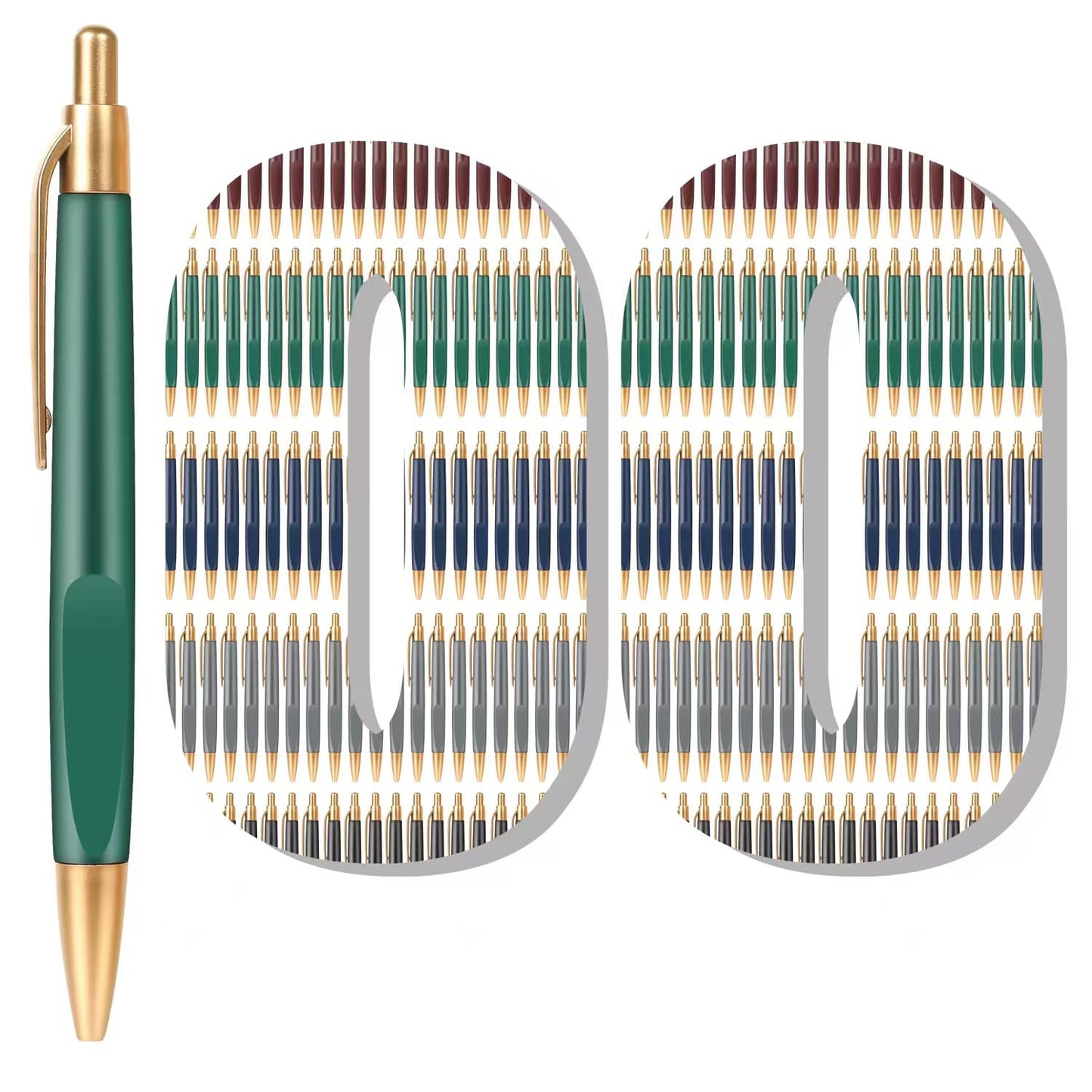 Aozora 100 Pack Retractable Ballpoint Pens, Black Ink, Medium Point 1.0 mm, No Bleed, Smooth Writing, Click Pens, Box of Pens
