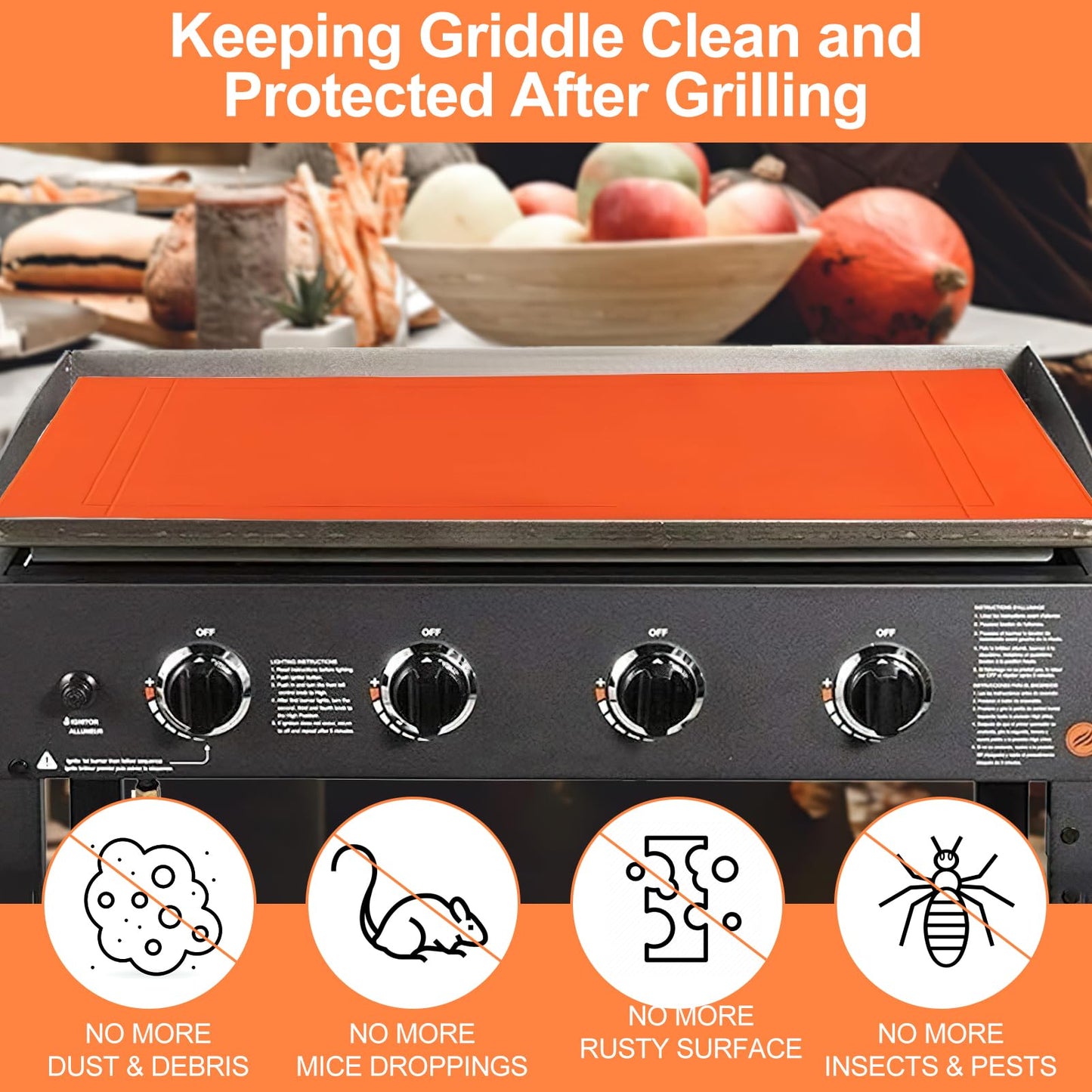 Blackstone Silicone Griddle Cover 36 INCH, Easy Cut to Fit 36",30", 28", 22", Blackstone Silicone Mat All Season Flat Top Protective Grill Cover