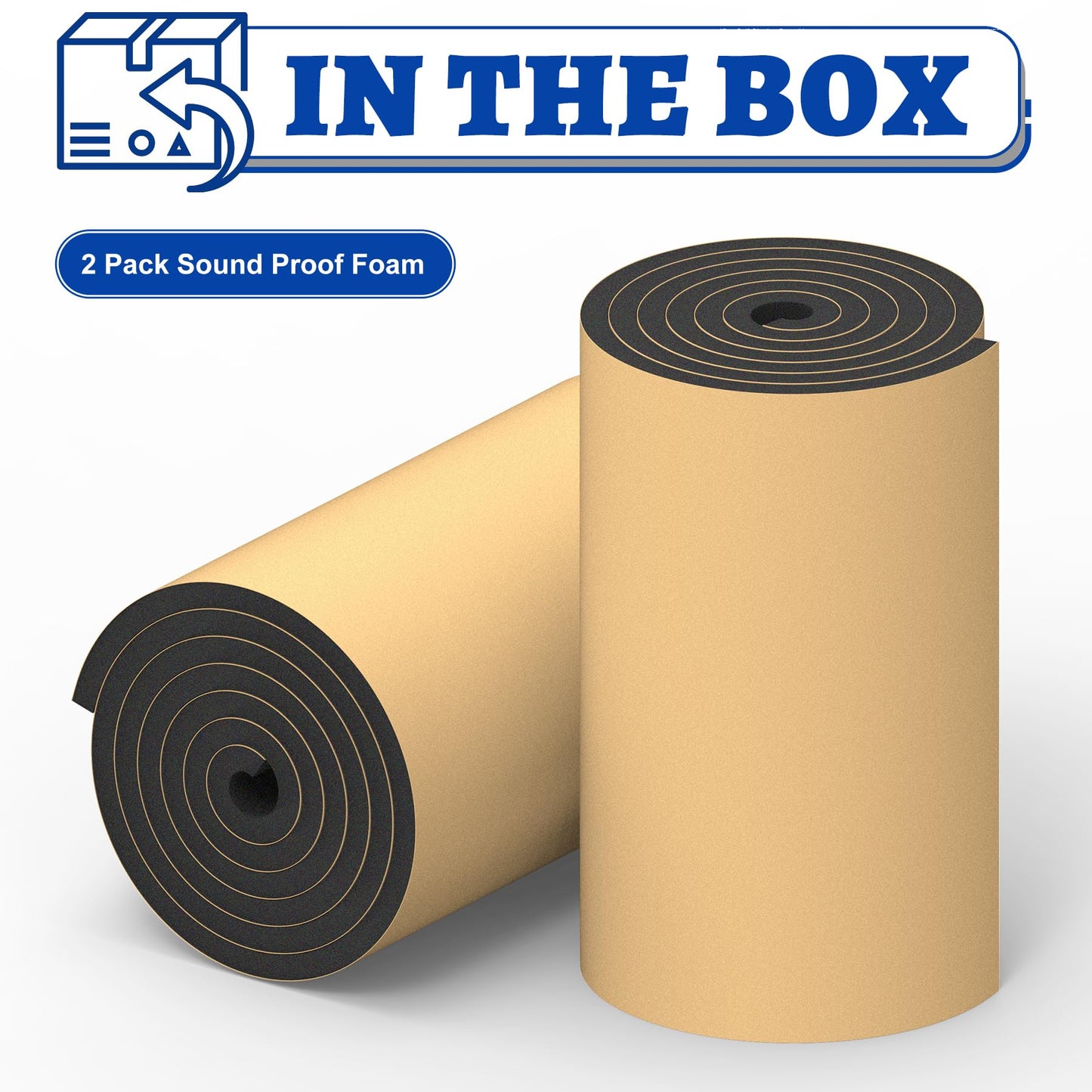 Wintcomfort 2 Pack High Density Self-adhesive Acoustic Foam, 12 x 71 Inches, 11.8 sqft Thicken Sound Proof Foam, Heat/Sound Insulation Roll Acoustic Treatment Foam for Home Office Recording Studio