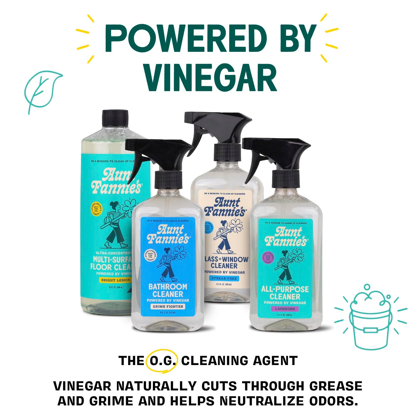Aunt Fannie's Glass & Window Cleaning Vinegar Spray, Natural Streak-Free Spray 16.9 Ounces (Pack of 3)