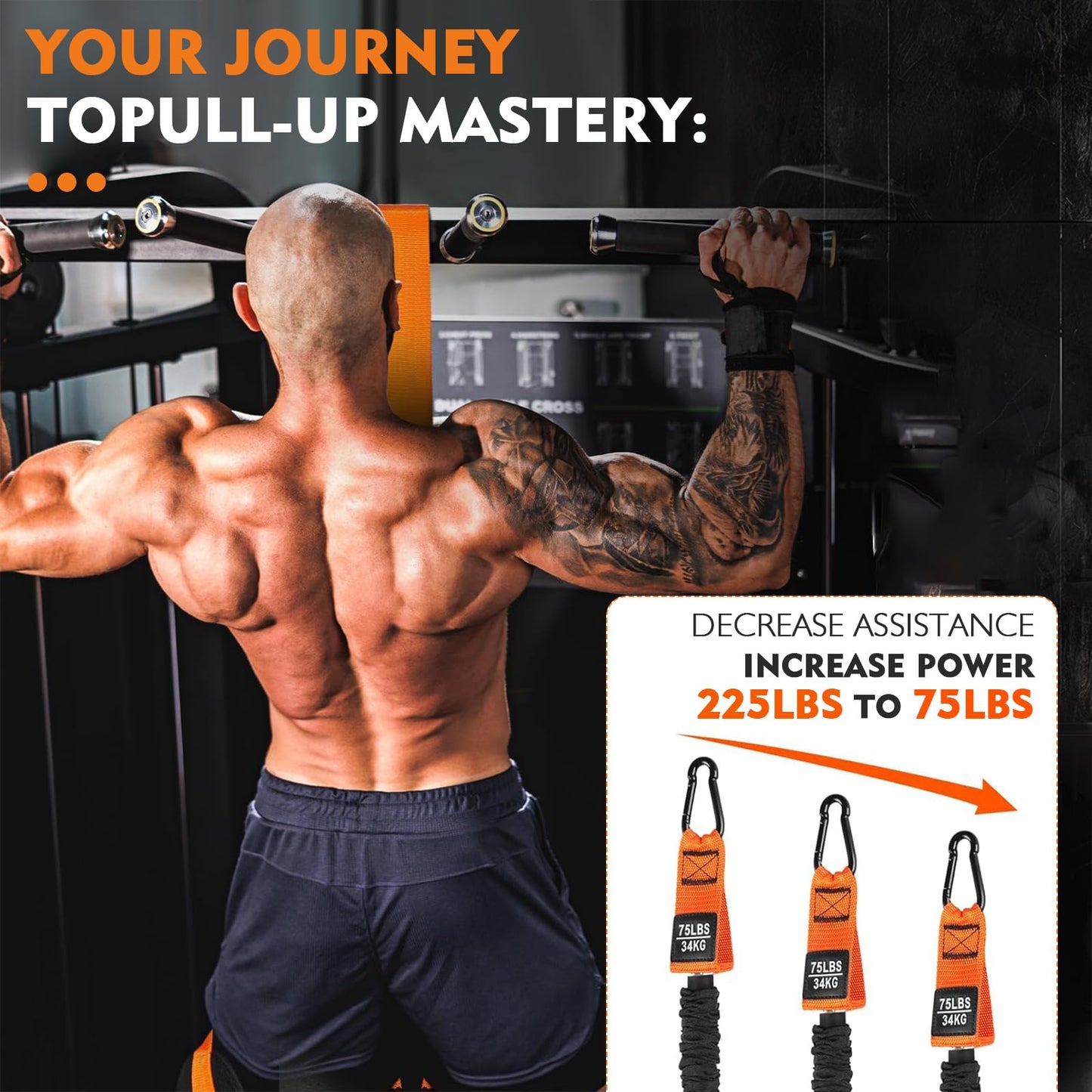 Pull Up Assistance Bands, Resistance Band for Pull Up Bar Workout, 8PCS Pull Up Bands Set for Enhanced Strength Training, Muscle Training, Back, Arm, with Feet Rest for Men Women, Adjustable