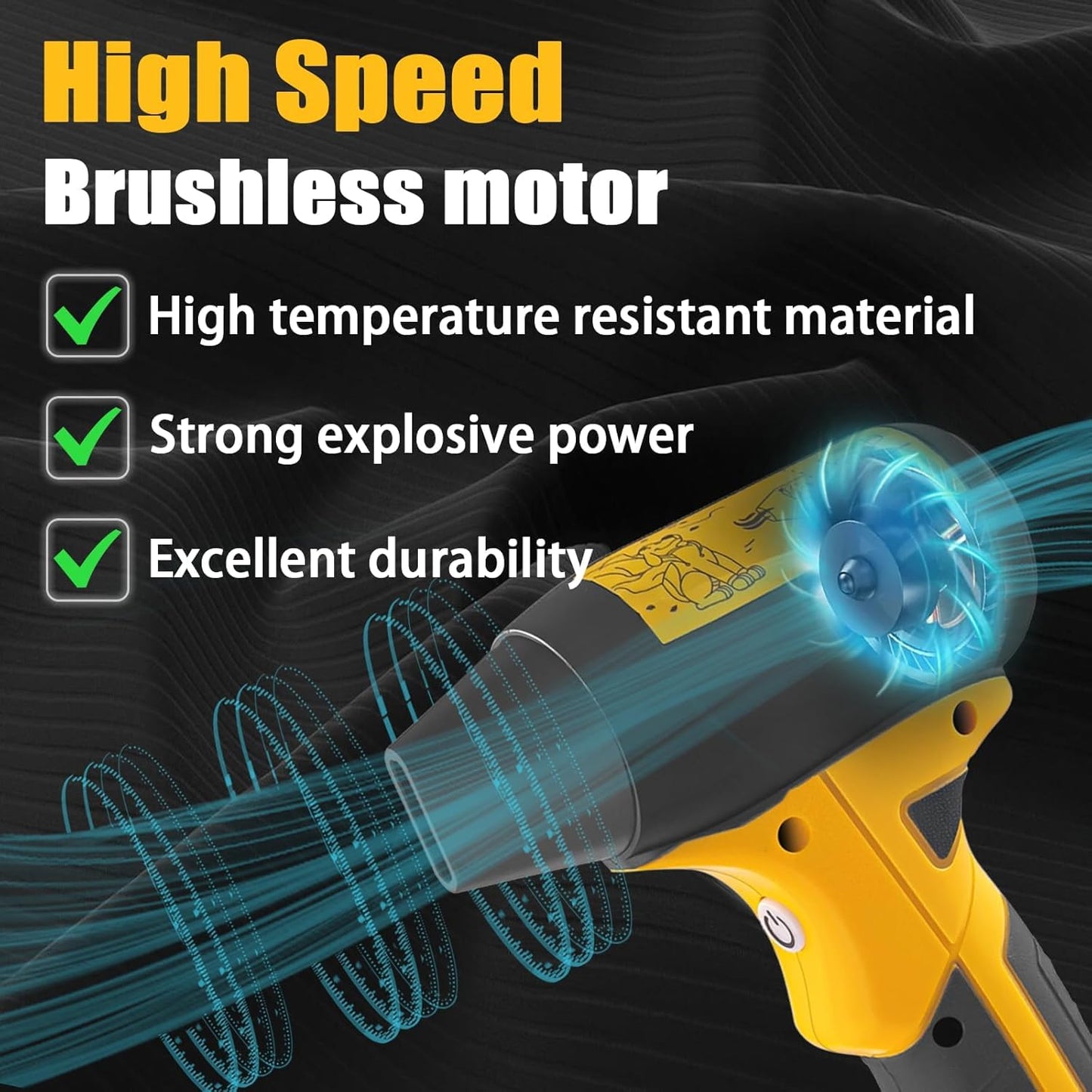 Air Blower Brushless HighSpeed Motor Compatible with Dewalt 18v 20v Max Battery Air Duster Leaf Blower for Camping BBQ & Workshop (Battery not Included)
