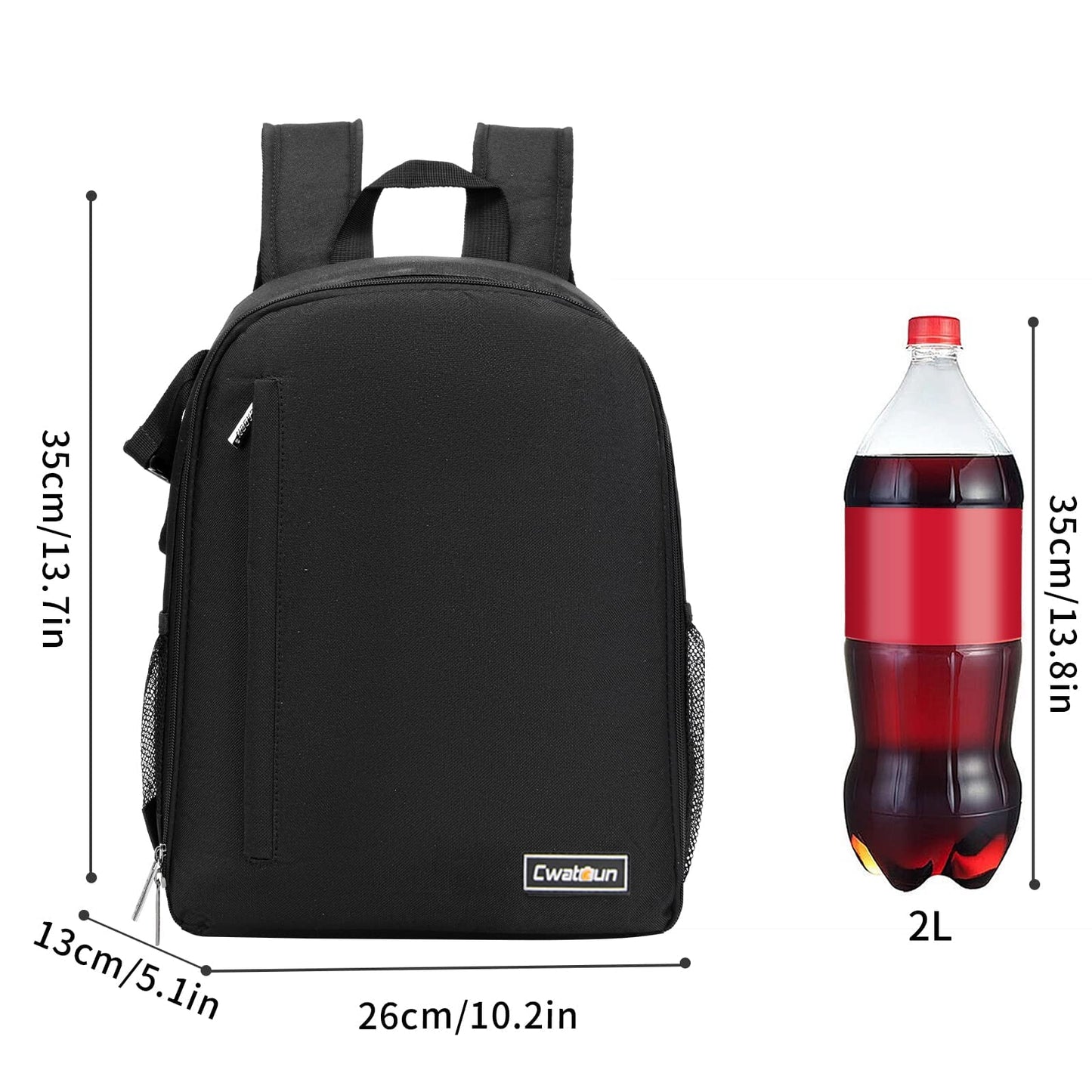 Cwatcun Camera Backpack Bag with Tripod Holder Anti-Theft Water Resistant Camera Bag for Canon Nikon Sony DSLR SLR Camera for Women Men Photographer, 2.0 Black, Small, Backpack,lightweight,mesh