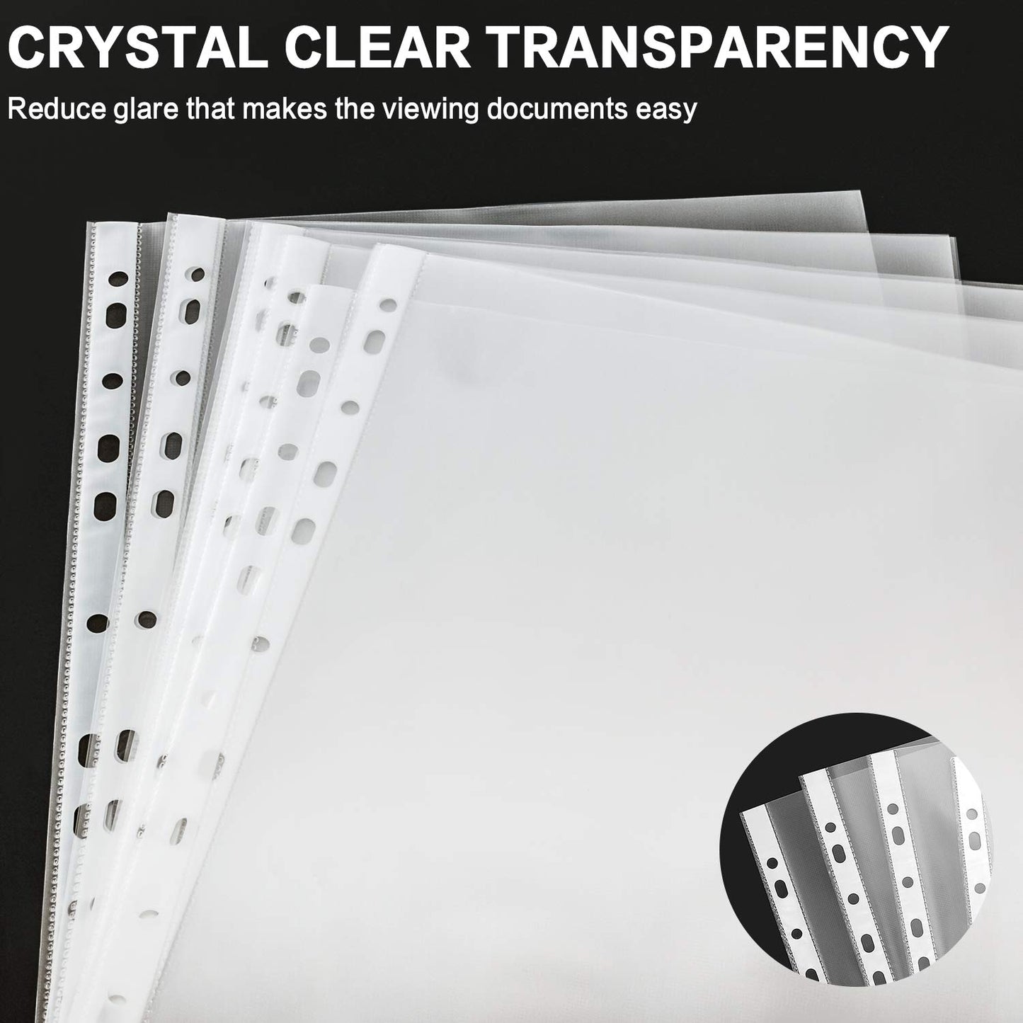 Sheet Protectors, PANDRI 500 Pack Clear Heavy Duty Plastic Page Protectors Sheet Reinforced 11-Hole Fit for 3 Ring Binder Fits Standard 8.5 x 11 Paper, 9.25 x 11.25 Top Loaded, Acid Free