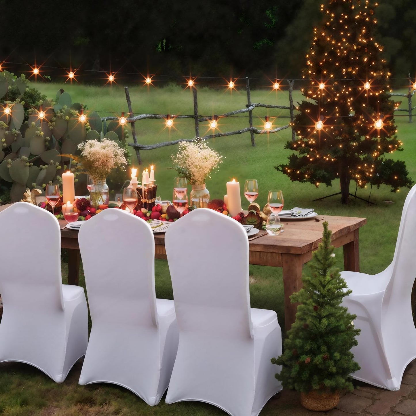 Spandex Chair Covers, Babenest Upgraded 10PCS Banquet Washable Stretch Fitted Chair Slipcovers, Elastic Universal Dining Room Chair Protector for Party Celebration Holiday Wedding (White)