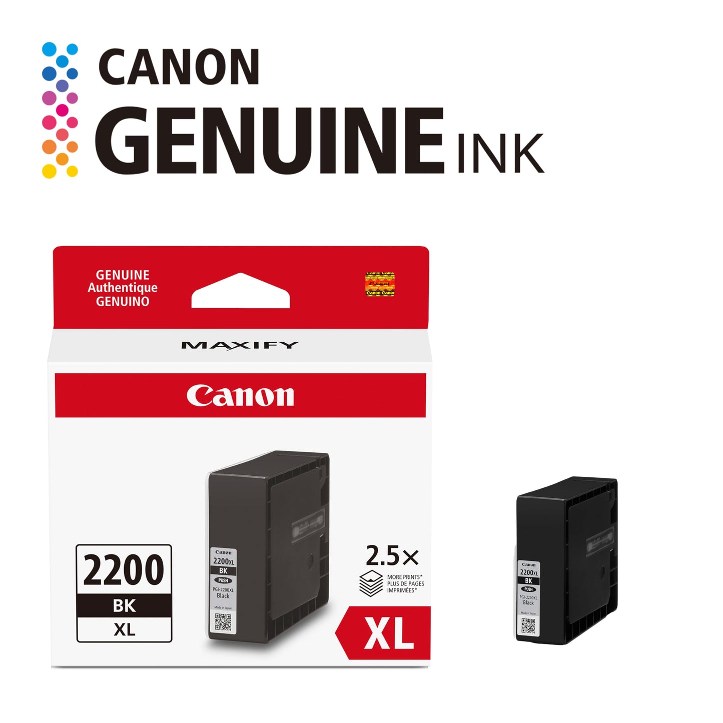 Canon Genuine Canon PGI-2200 XL HIGH Yield Pigment Ink Cartridge, Black