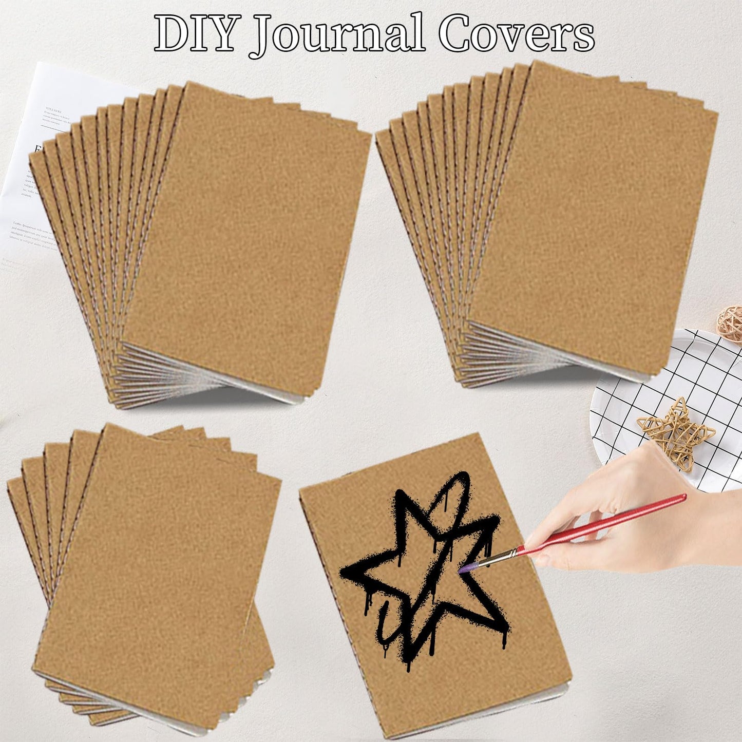 30 PCS Kraft Notebook,Kraft Paper Lined Notebooks,Travel Journal Books,Bulk Lined Notebook Journals,for Traveler, Notes, Memo - Bulk Journals Sewn Brown Notebook, 8.3'' x 5.5''