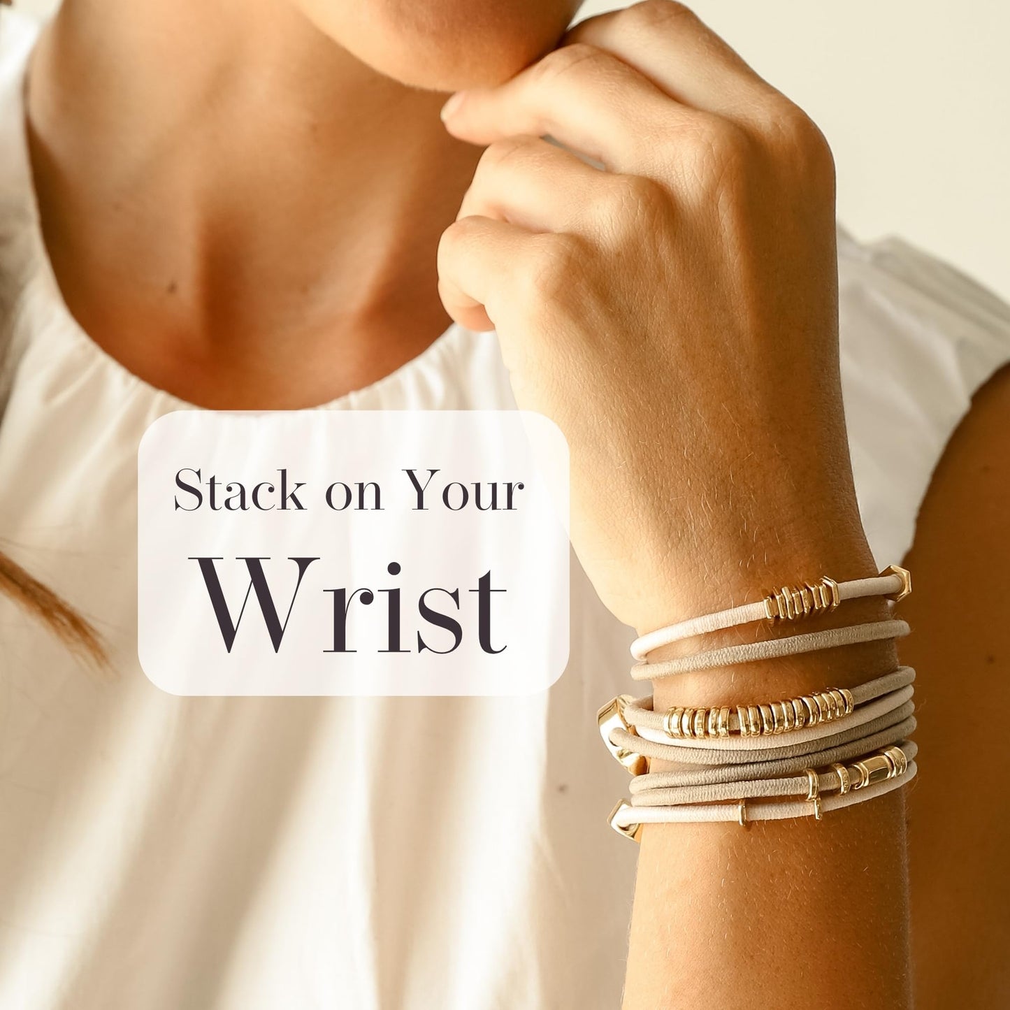 By Lilla Hair Ties for Women No Damage – The Original Bracelet Hair Tie – Hand Made Jewelry with Luxury Elastic and Tarnish Free Gold and Silver – Boho Hair Accessories and Wrist Stacks (Sahara)