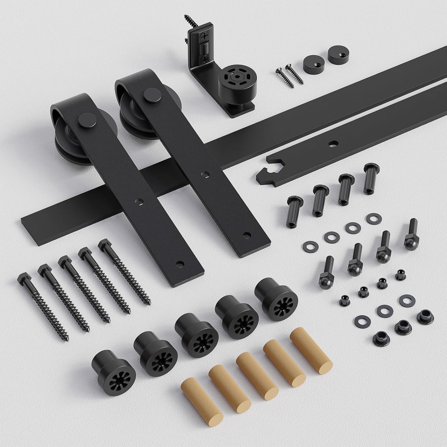 CCJH 6FT Sliding Barn Door Hardware Kit Heavy Duty for Single Wood Door