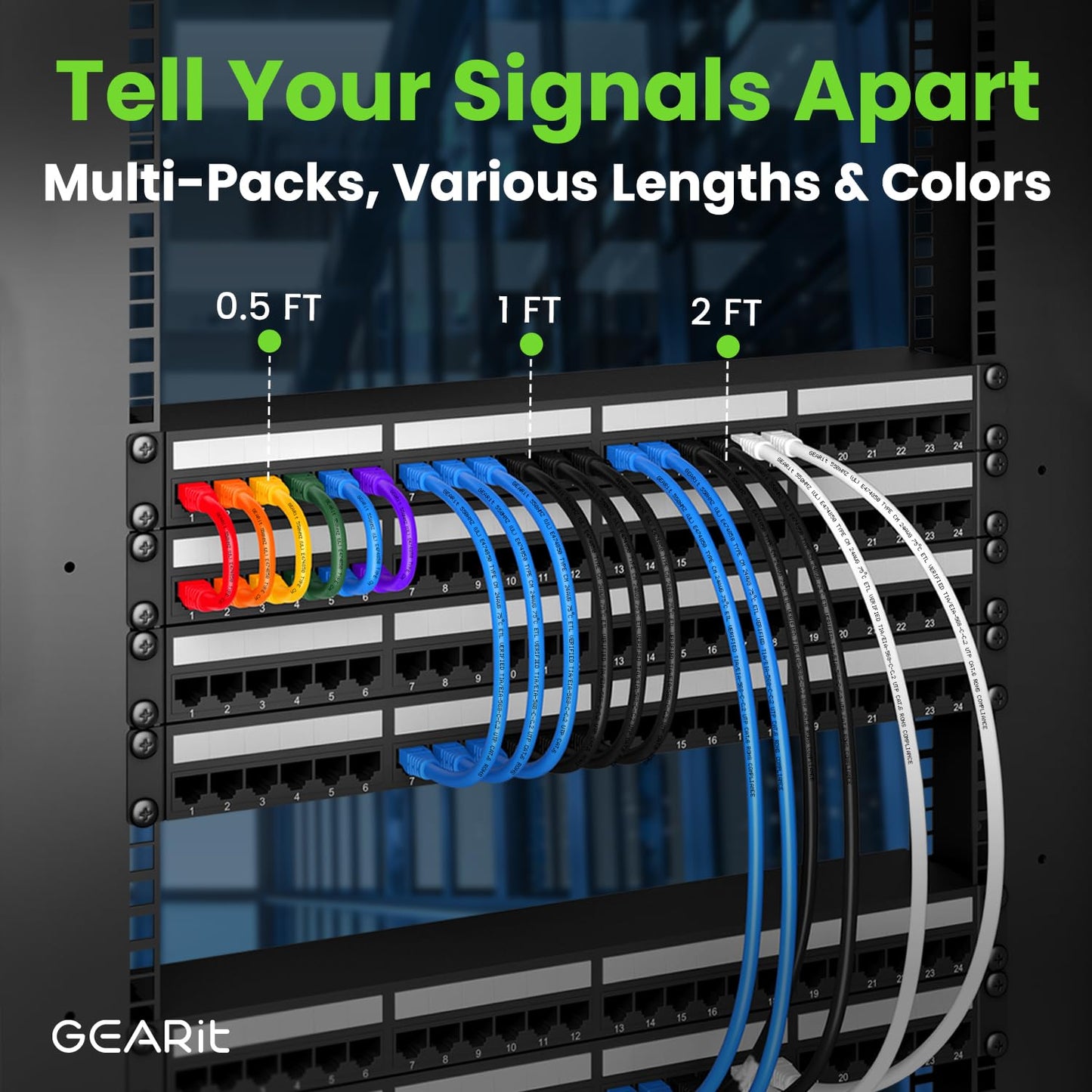 GearIT 50-Pack, Cat 6 Ethernet Cable Cat6 Snagless Patch 1 Foot - Snagless RJ45 Computer LAN Network Cord