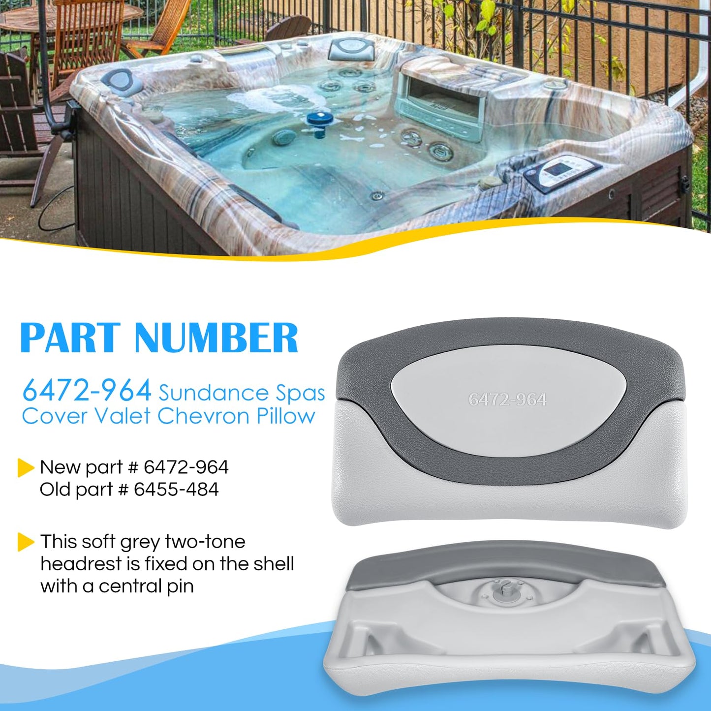 6472-964 Spas Replacement Pillow for Sundance 880 Series Spas 2009 to 2017 (2-Pack)