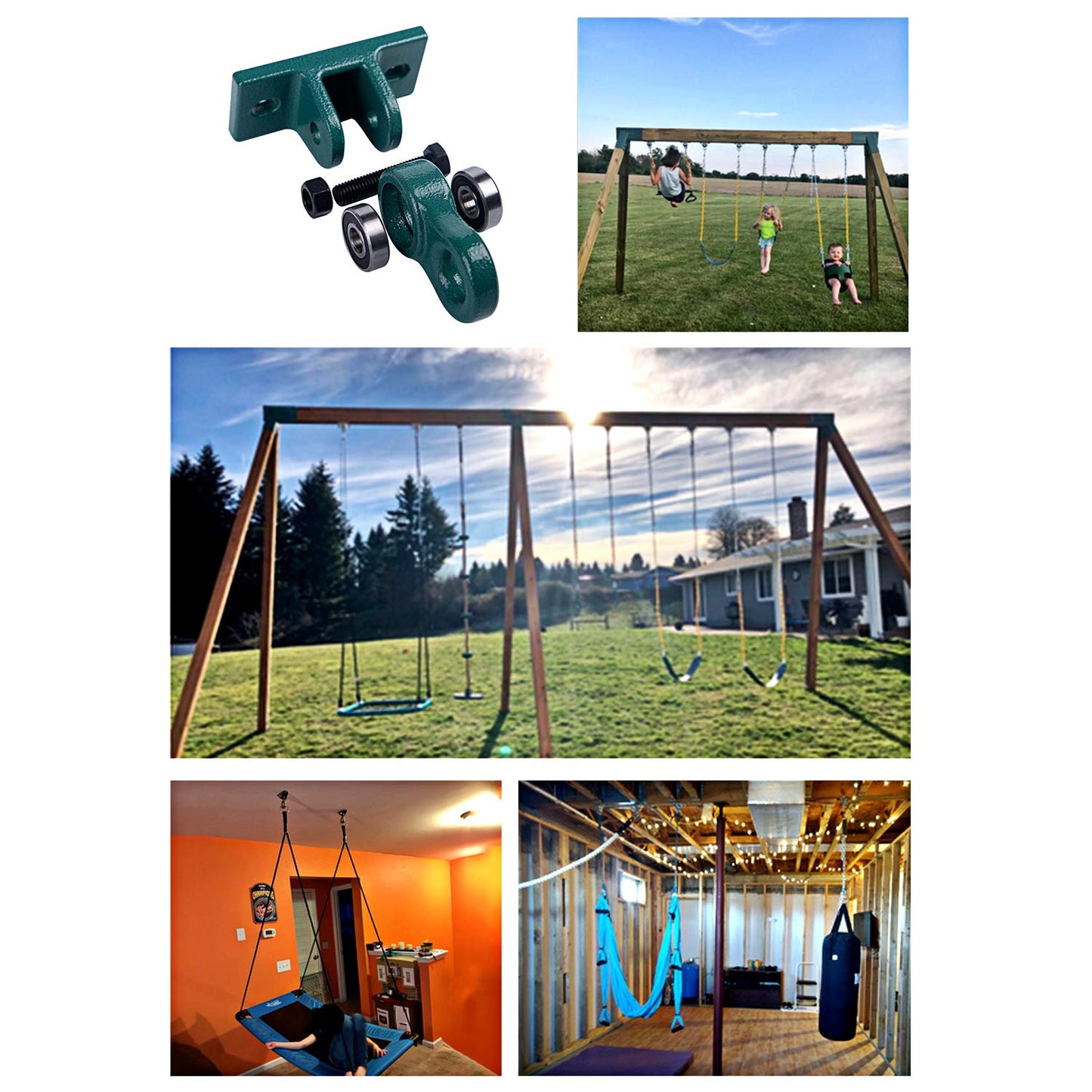 ABUSA Heavy Duty Bronze Swing Hangers Screws Bolts Included Over 5000 lb Capacity Playground Porch Yoga Seat Trapeze Wooden Sets Indoor Outdoor (4 Pack)