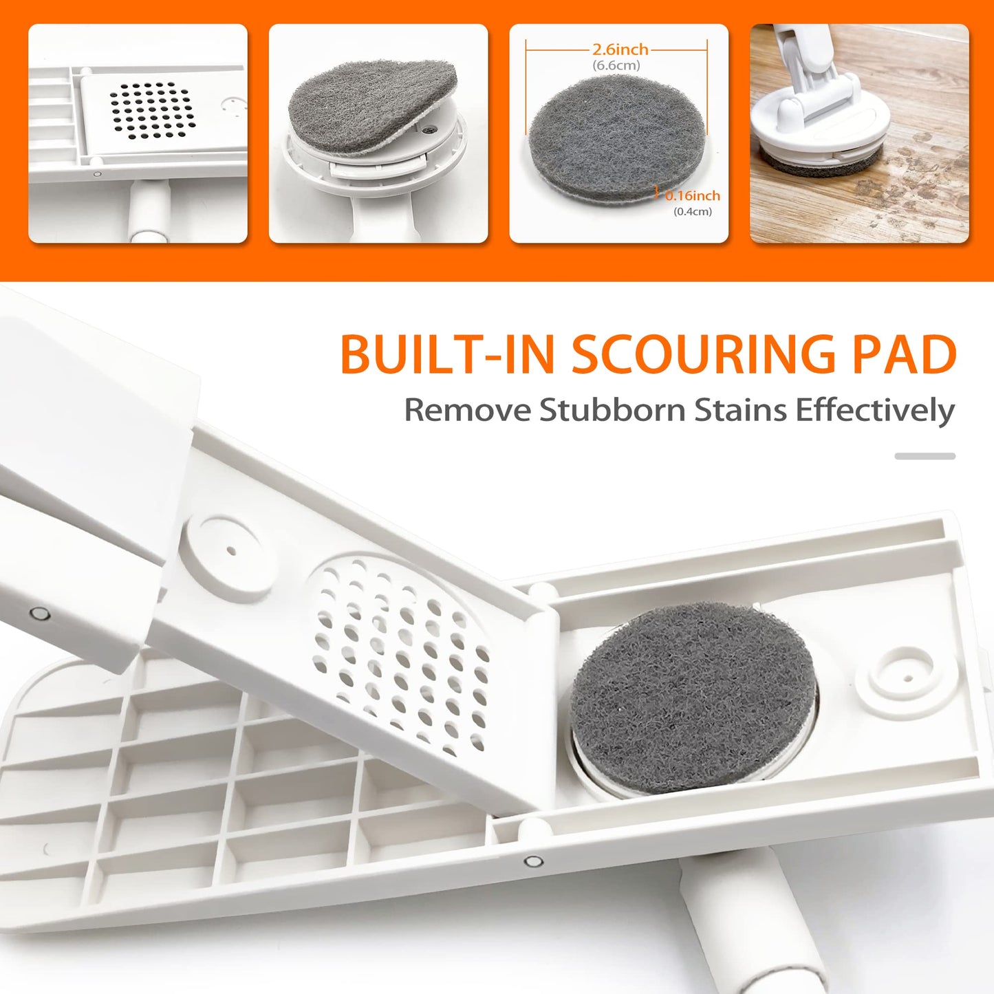 Dust Mop for Floor Cleaning with 1 Washable Microfiber Pads - JEHONN Dry Wet Flat Mop with Scouring Pad for Hardwood, Laminate, Tile, Marble