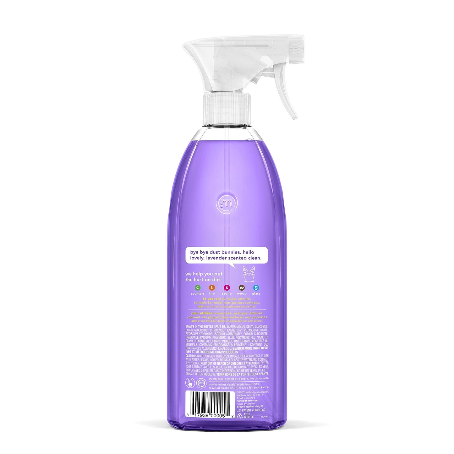 Method All-Purpose Cleaner Spray, Plant-Based and Biodegradable Formula Perfect for Most Counters, Tiles, Stone, and More, French Lavender Scent, 828 ml Spray Bottles, 8 Pack, Packaging May Vary