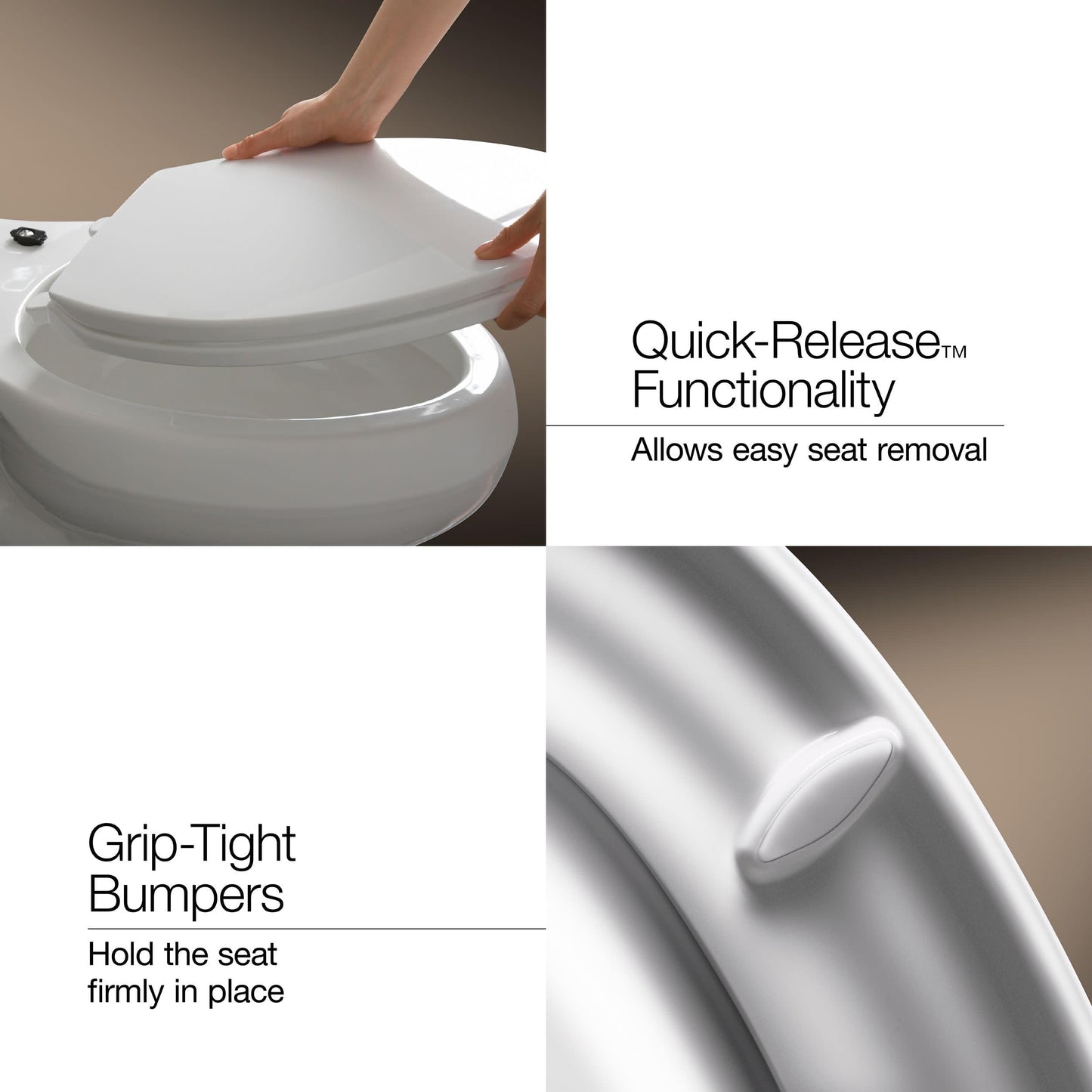 Kohler K-4774-0 Brevia Elongated Toilet Seat with Q2 Advantage, White