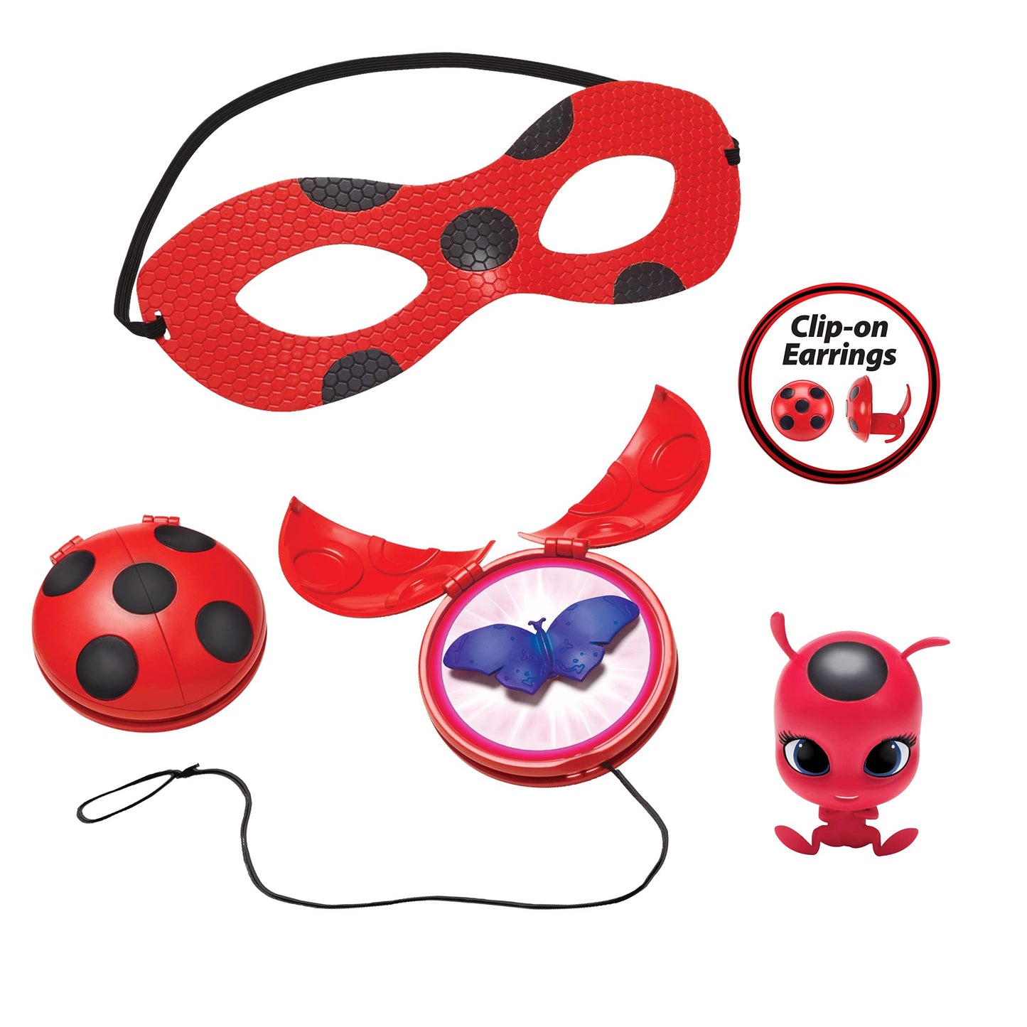 Miraculous Ladybug Dress Up Set with Yoyo, Color Change Akuma, kwami, mask and Earrings by Playmates Toys