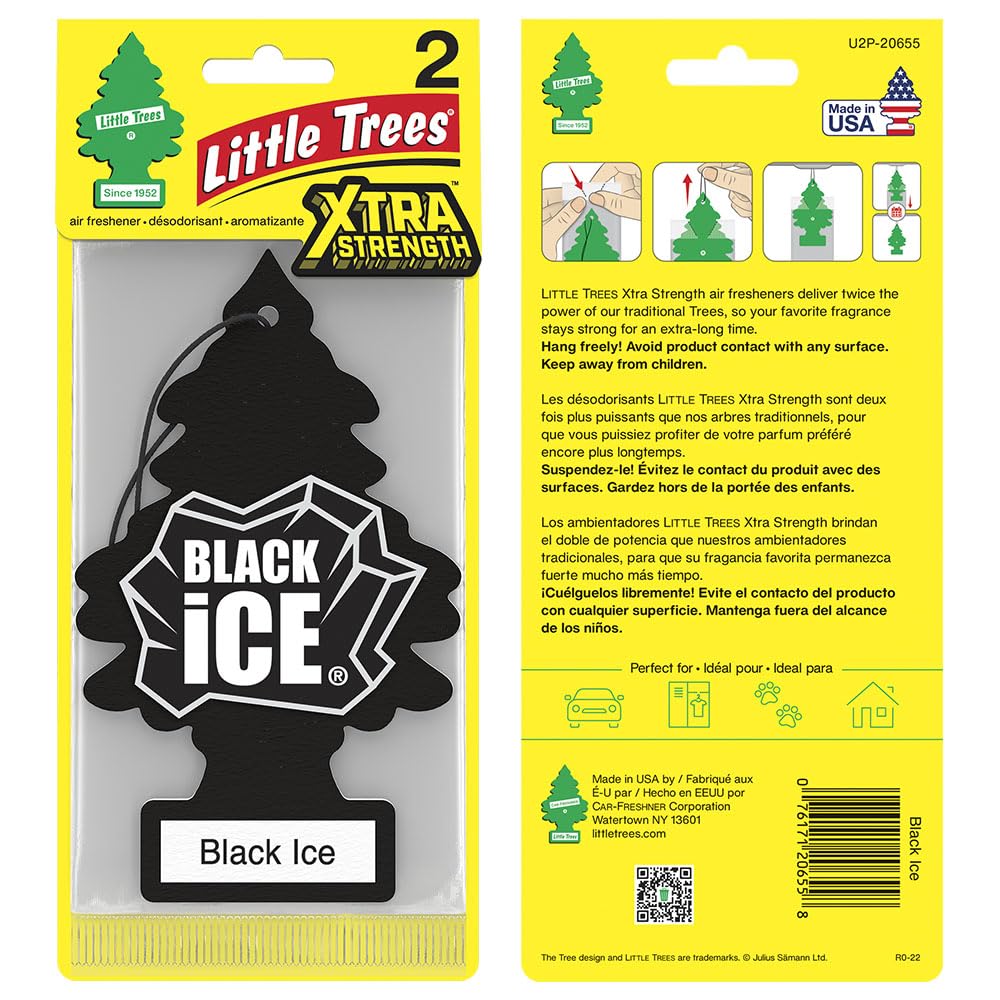 Little Trees Car Air Freshener | Xtra Strength Provides Long-Lasting Scent for Auto or Home | Extra Boost of Fragrance | Black Ice, 24 Air Fresheners