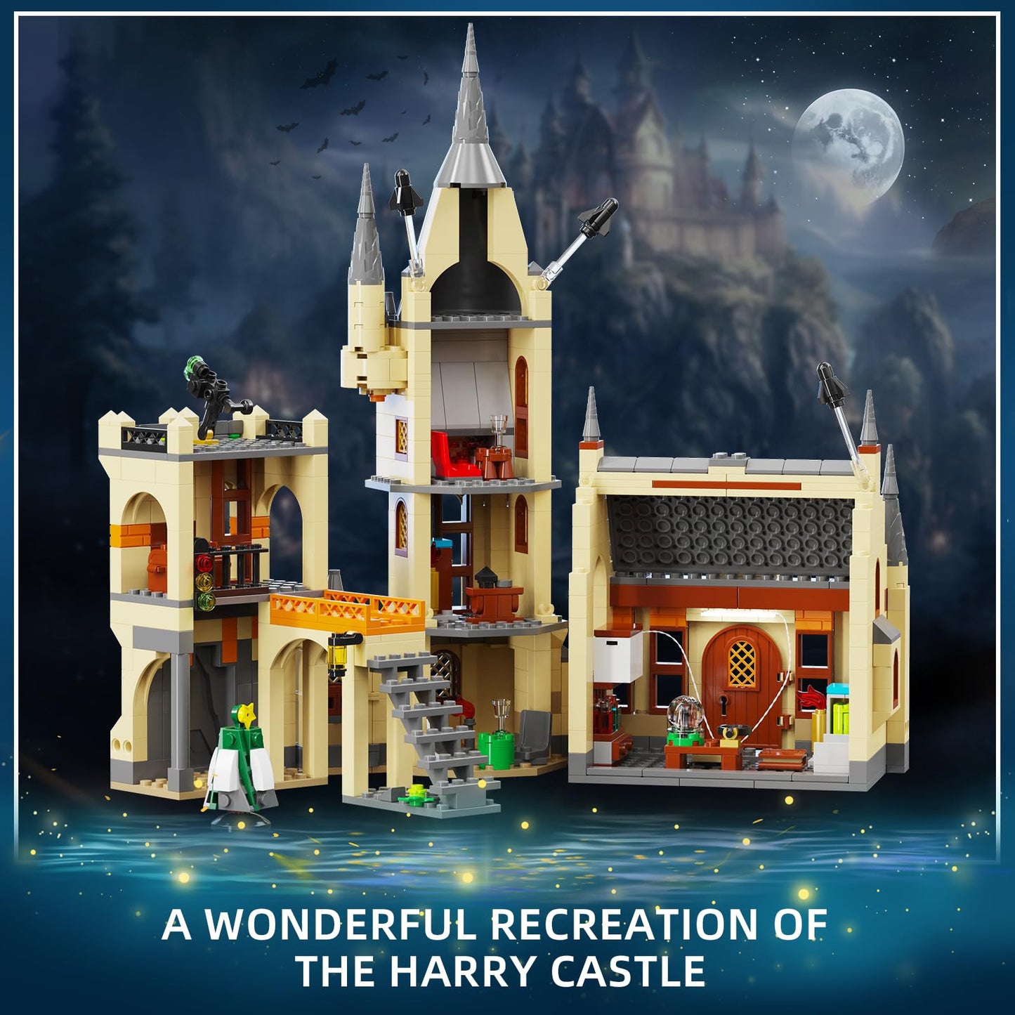 Castle Clock Architecture Building Set with Lighting, Train Building Toy Gift Ideas for Boys Kids Aged 8-14, Compatible with Set, Castle Architecture Model for Adult and Movie Fans (868 PCS)