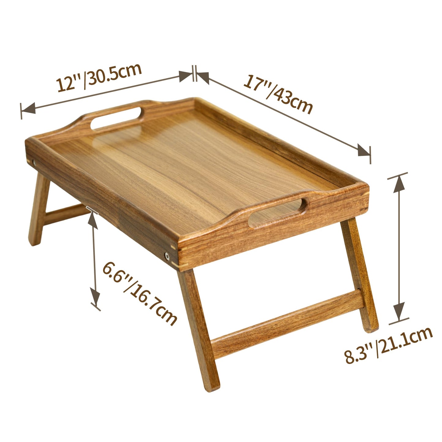 Utoplike Acacia Bed Table Tray for Food Serving, Breakfast Trays for Eating in Bed, Wooden Foldable Serving Table for Sofa
