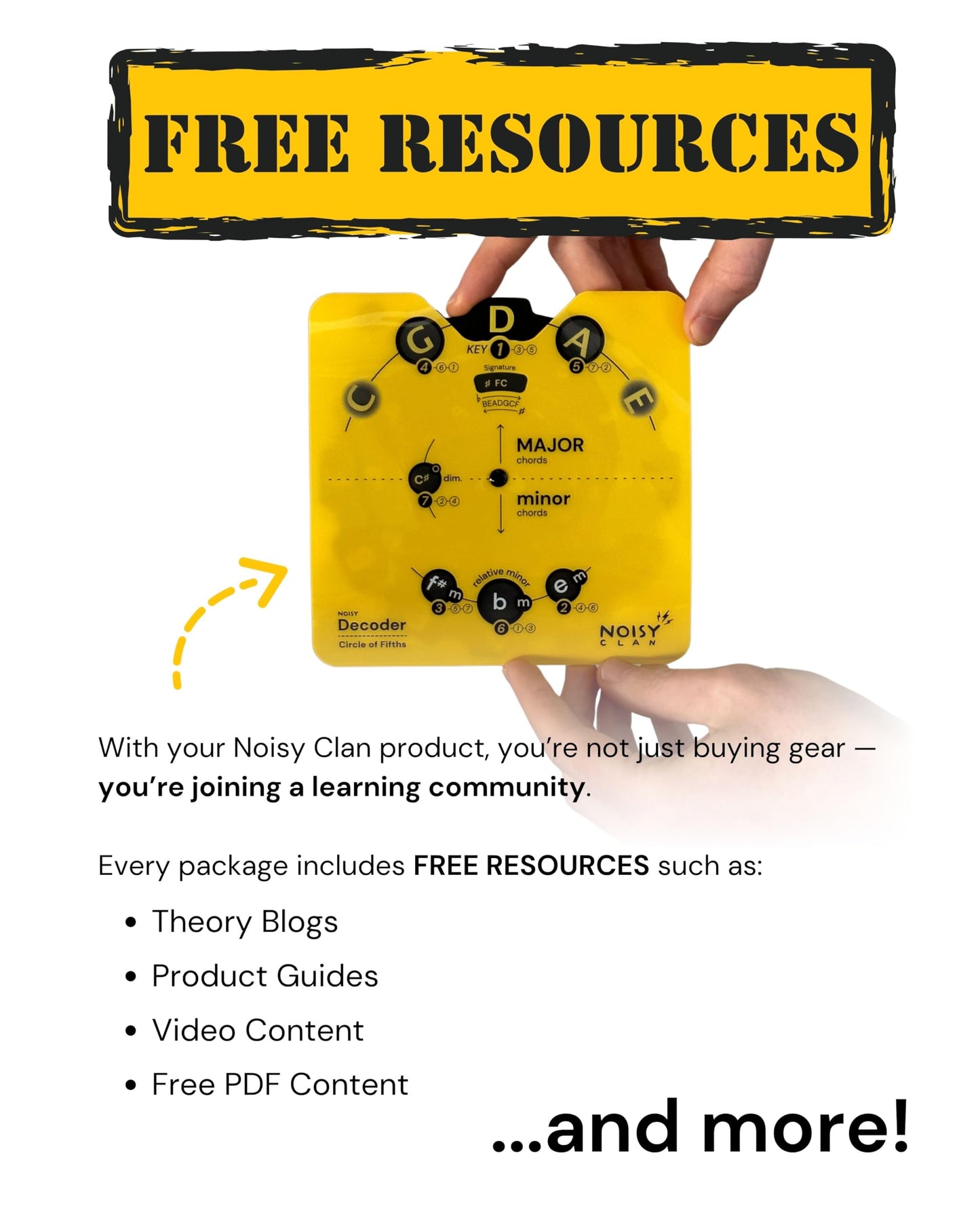 Noisy Clan Guitar Circle of Fifths Wheel & 78-Page Theory Book - Identify Keys and Transpose Music Easily - Master Songwriting and Composition - Durable 6" x 6" Decoder