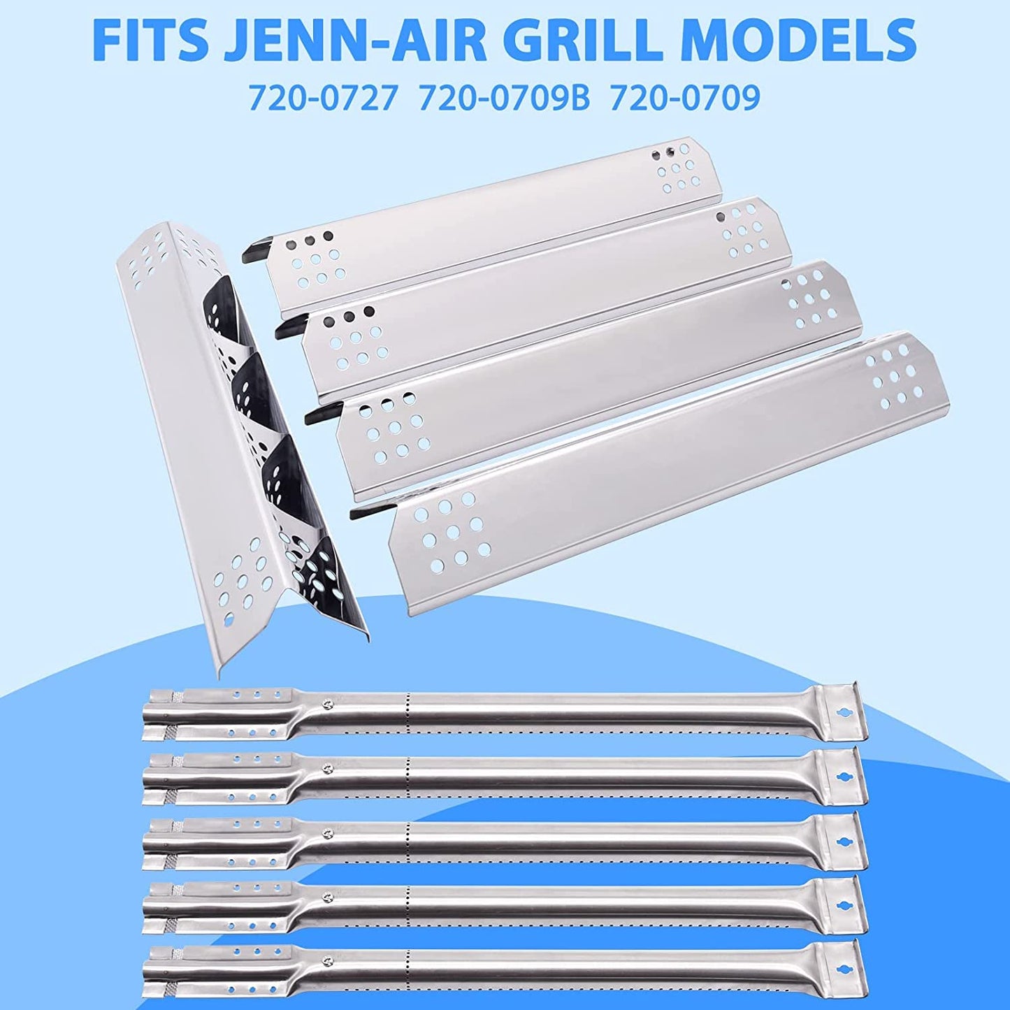 Criditpid Grill Replacement Parts for Jenn-Air 720-0727 720-0709B 720-0709, Grill Burner Heat Plate Shield Igniter Electrode for Kitchenaid 720-0709C 720-0893 860-0003 720-0826 Grill Models.