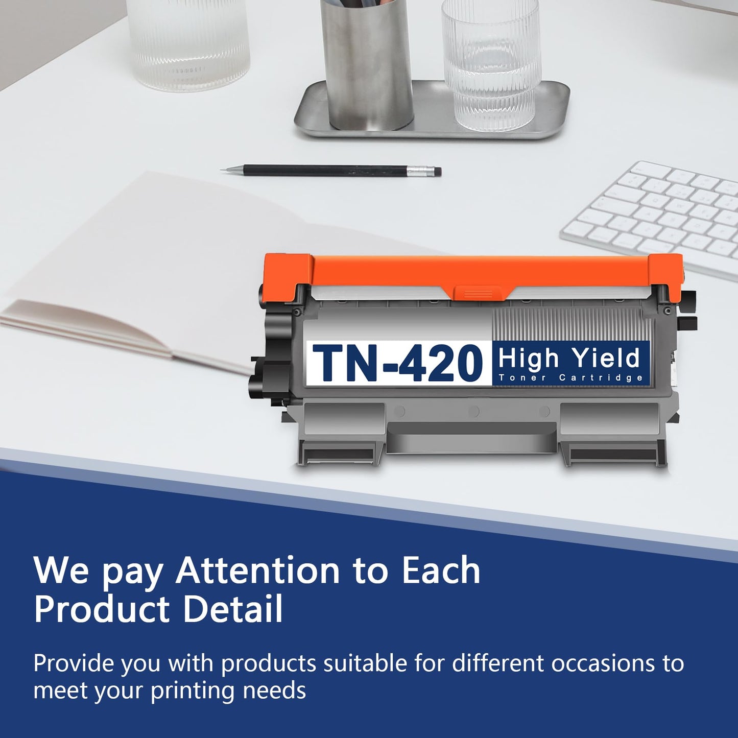 TN420 TN450 Black Toner Cartridge High Yield 2 Pack Replacement for Brother TN-420 TN-450 TN 420 TN 450 DCP-7060D 7065DN HL-2230 2240 2270DW 2280DW Intellifax 2840 2940 MFC-7360N 7860DW Printer Toner