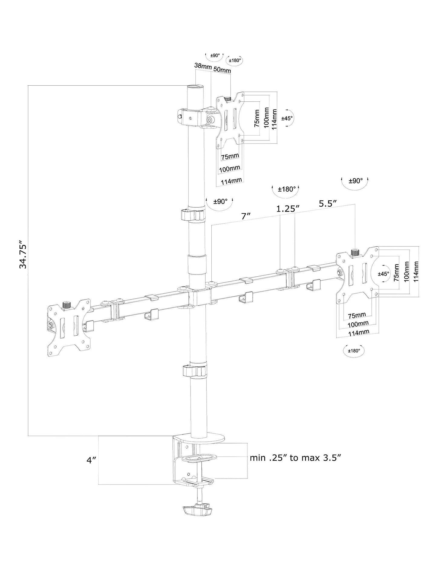VIVO Triple LCD Monitor Desk Mount Stand Heavy Duty and Fully Adjustable, 3 Screens up to 30 inches STAND-V003T