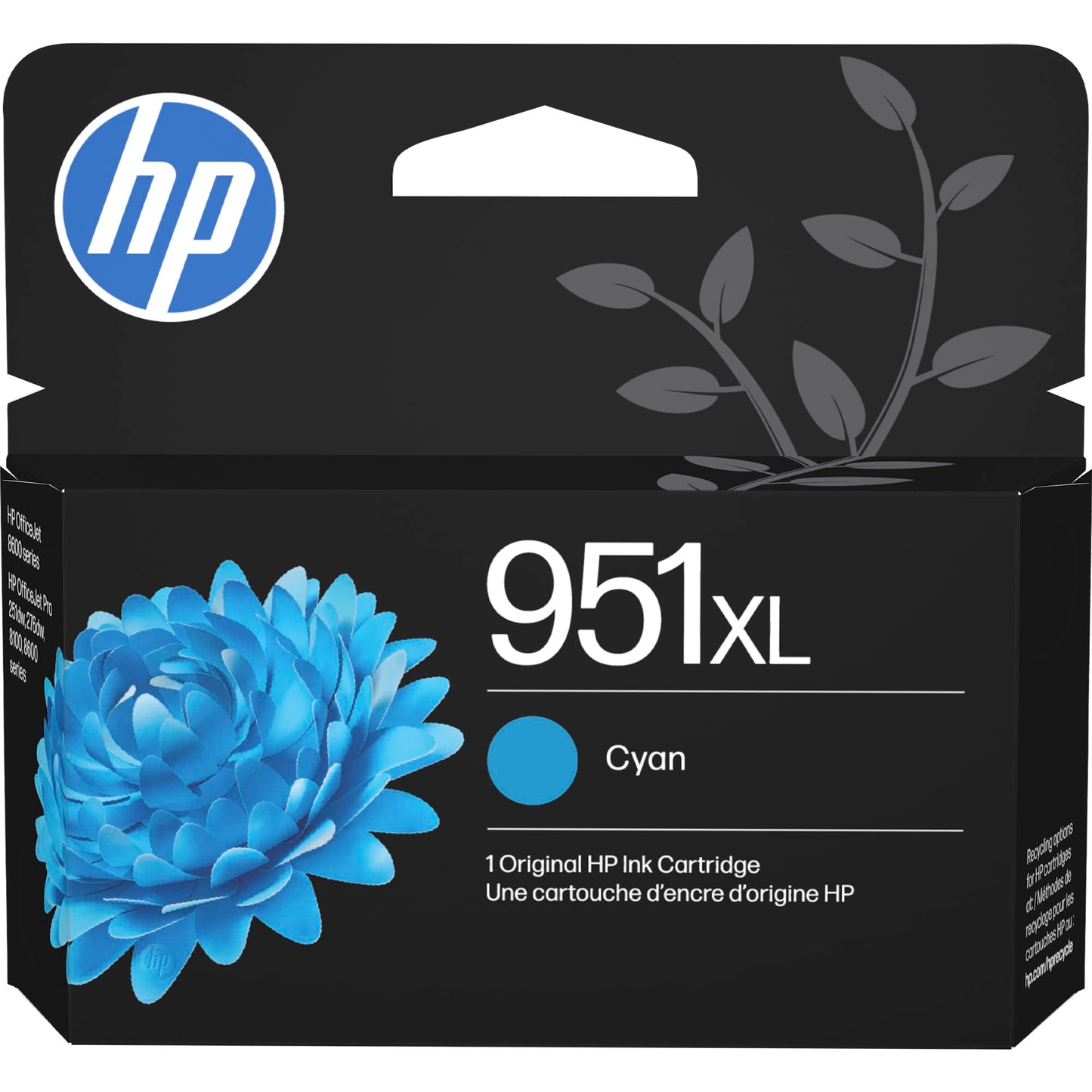 Original HP 951XL Cyan High-Yield Ink Cartridge | Works with HP OfficeJet 8600, HP OfficeJet Pro 251dw, 276dw, 8100, 8610, 8620, 8630 Series | Eligible for Instant Ink | CN046AN