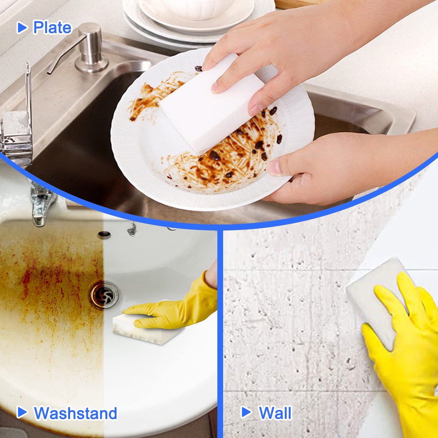 100Pack Magic Sponge Eraser | Extra Large Melamine Sponge Foam in Bulk | Multi-Functional Household Cleaning Sponge for Kitchen, Bathrooms, Sink, Walls, Vehicles, Shoes | No Scratch Cleaning Pads
