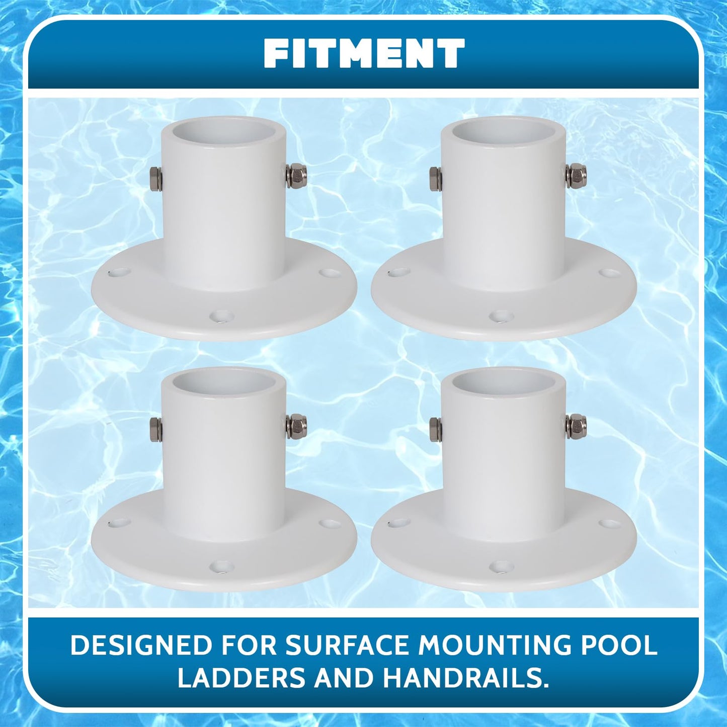 ECOTRIC Deck Anchor Flange Cast Aluminum Above Ground Pool Ladders/Handrails/Slide - 1 7/8” Inch Diameter of 1.9"(4PC)