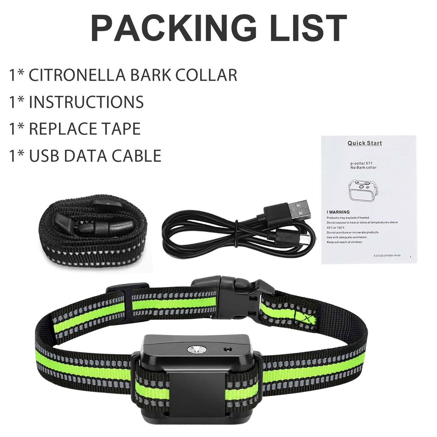 Citronella Bark Collar for Dogs [No Refill] Level 2 Sensitivity & Spray Adjustable, Rechargeable Waterproof Spray Dog Training Collar, Dog Collar for L/M/S Dogs