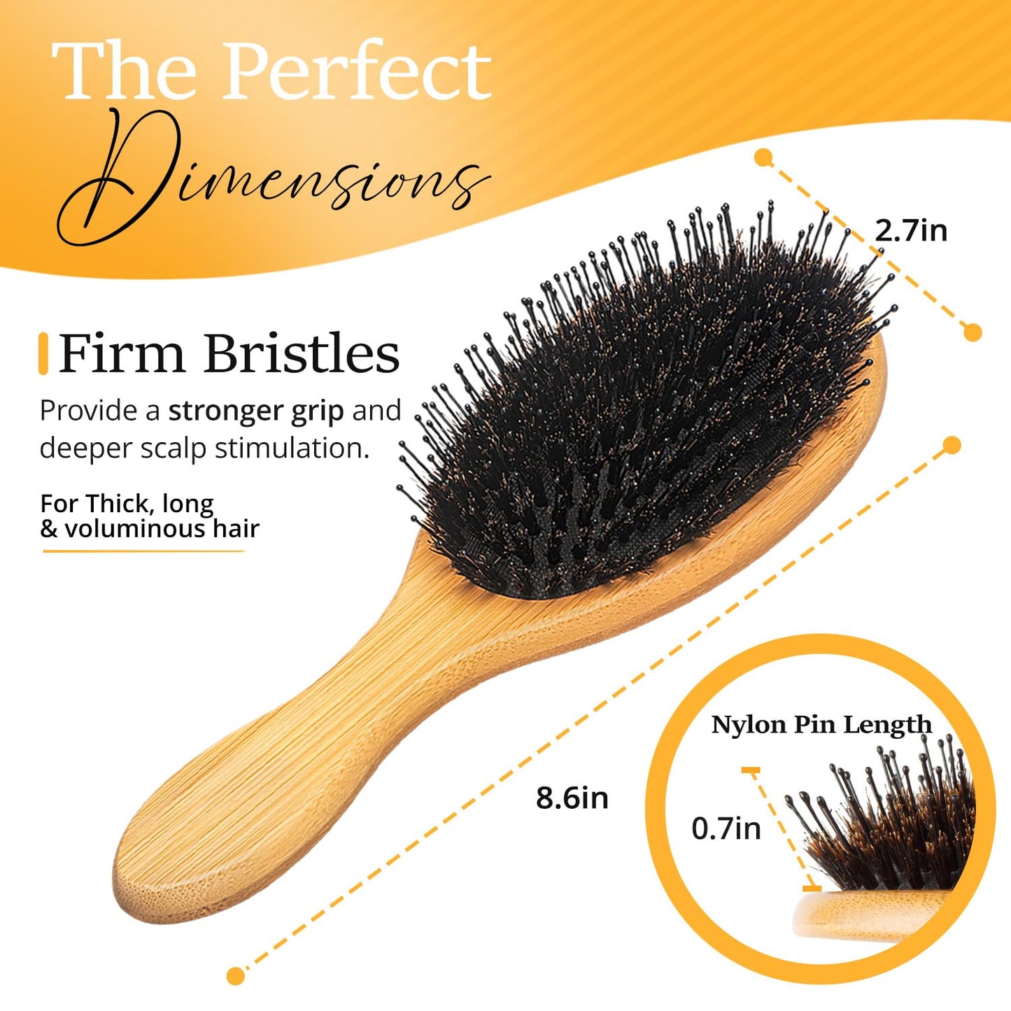Premium Boar Bristle Hair Brush for Thick Hair Set. Hairbrush for Women With Thick, Long or Curly Hair. Restores Hair's Shine and Health. Comb, Travel Bag & Spa Headband Included
