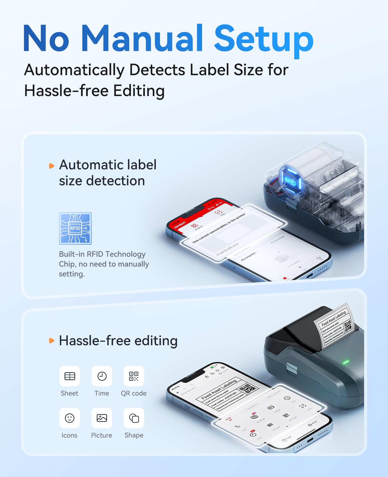 NIIMBOT B1 Label Maker Machine with Tape, Thermal Name Tag Sticker Printer