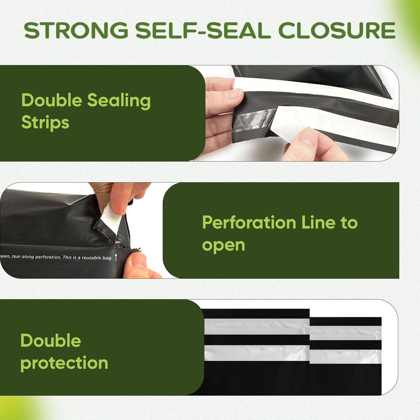 100% Compostable Biodegradable Mailers 10x13 inch (50 Pcs) Poly Mailers, Eco-Friendly Packaging Envelopes Pouches. Reusable Double Sealing, Extra Thick, Zero-Waste mailing Bags (M Size, 10" x 13")