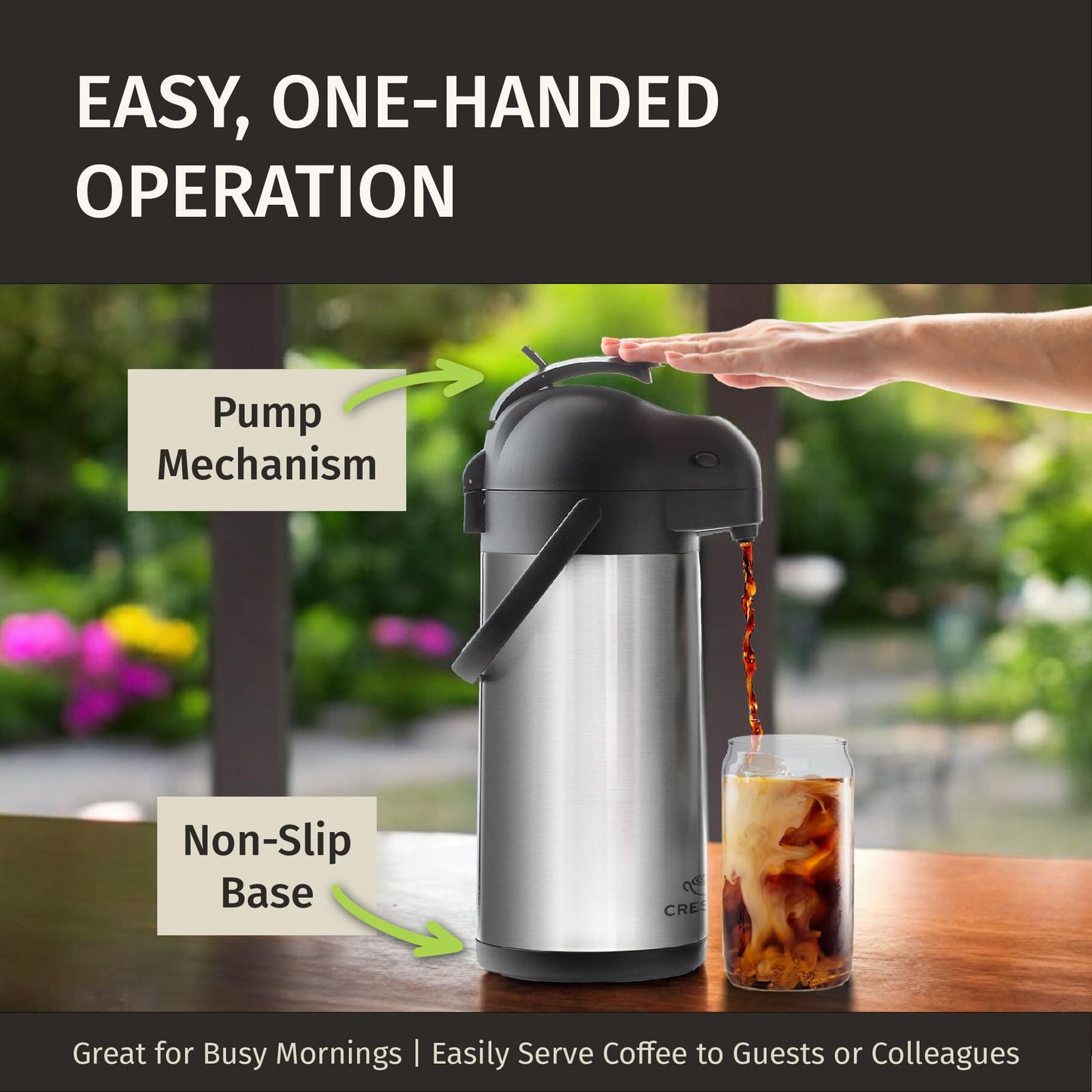 Coffee Carafe with Pump - 102oz / 3L Airpot 12 Hours Large Carafe Hot Cocoa Dispenser for Parties-Hot Water Dispenser, Tea Flask-Insulated Stainless Steel Hot Beverage Dispenser-Thermal Carafe Air Pot