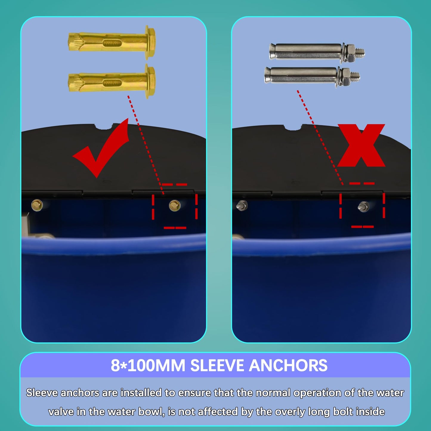 Boajf Automatic Water Dispenser for Dogs, with Drainage System & Auto Fill, 1 Gallon Plastic Outdoor Pet Waterer, Includes Drain Valve, Float Valve, Hose Quick Connector, for Horse, Chicken (Blue)