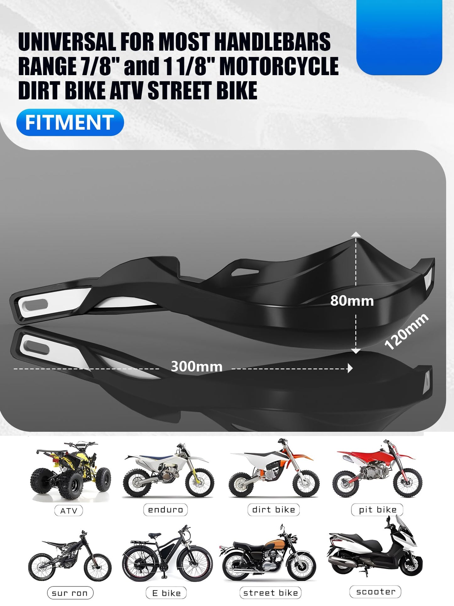 JFG RACING Dirt Bike Handguards,7/8" and 1 1/8" Handlebar Motorcycle Hand Guards Accessories Universal for CRF XR YZF XC KX 125 150 250 300 Motorcycle Ebike ATV Pit Bike Motocross Enduro MX -Black