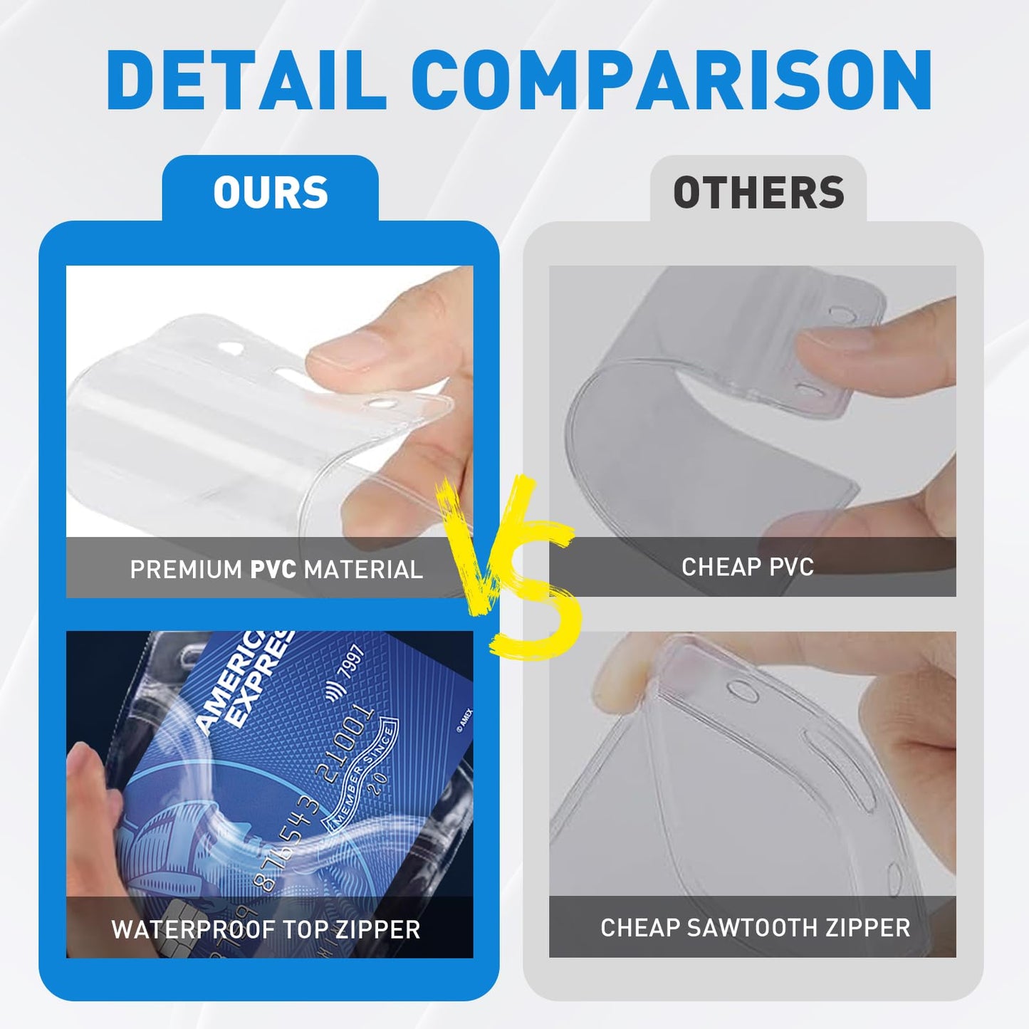 Mositear Vertical ID Badge Holders with Soft Edge (Sealable Fits 4x6 Inch Insert) (100 Pack), Waterproof ID Card Holder, Name Tag Holder, name badge holders, Zipper Plastic Badge Holder