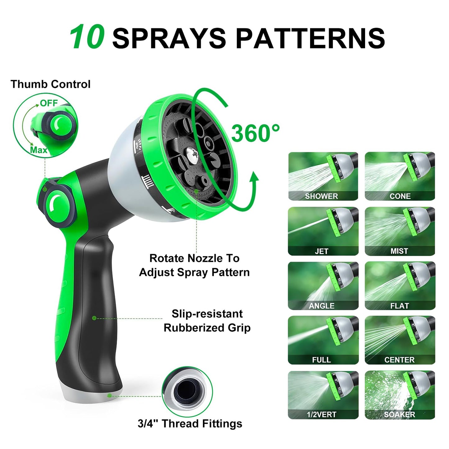 150FT Expandable Garden Hose with 10-Function Nozzle, 4-Layer Latex & 3750D Fabric, Extra Long Flexible No-Kink Water Hose with Solid Brass 3/4” Fittings for Large Yard Lawn Garden & Vehicle Cleaning