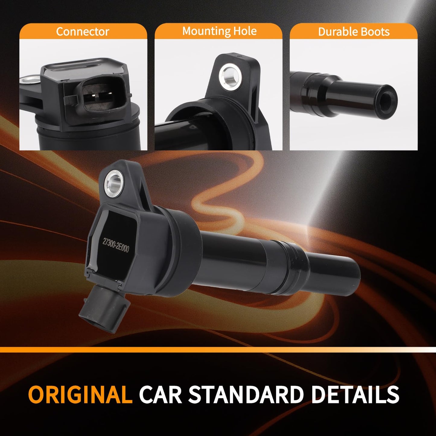 UF651 OEM Ignition Coil Packs Set of 4 - Compatible with Hyundai Elantra Tucson Kia Forte Soul 2011 2012 2013 2014 2015 2016 2017 2018 2019 - L4 1.8L 2.0L Engine - Replaces # 27300-2E000 C898 GN10633