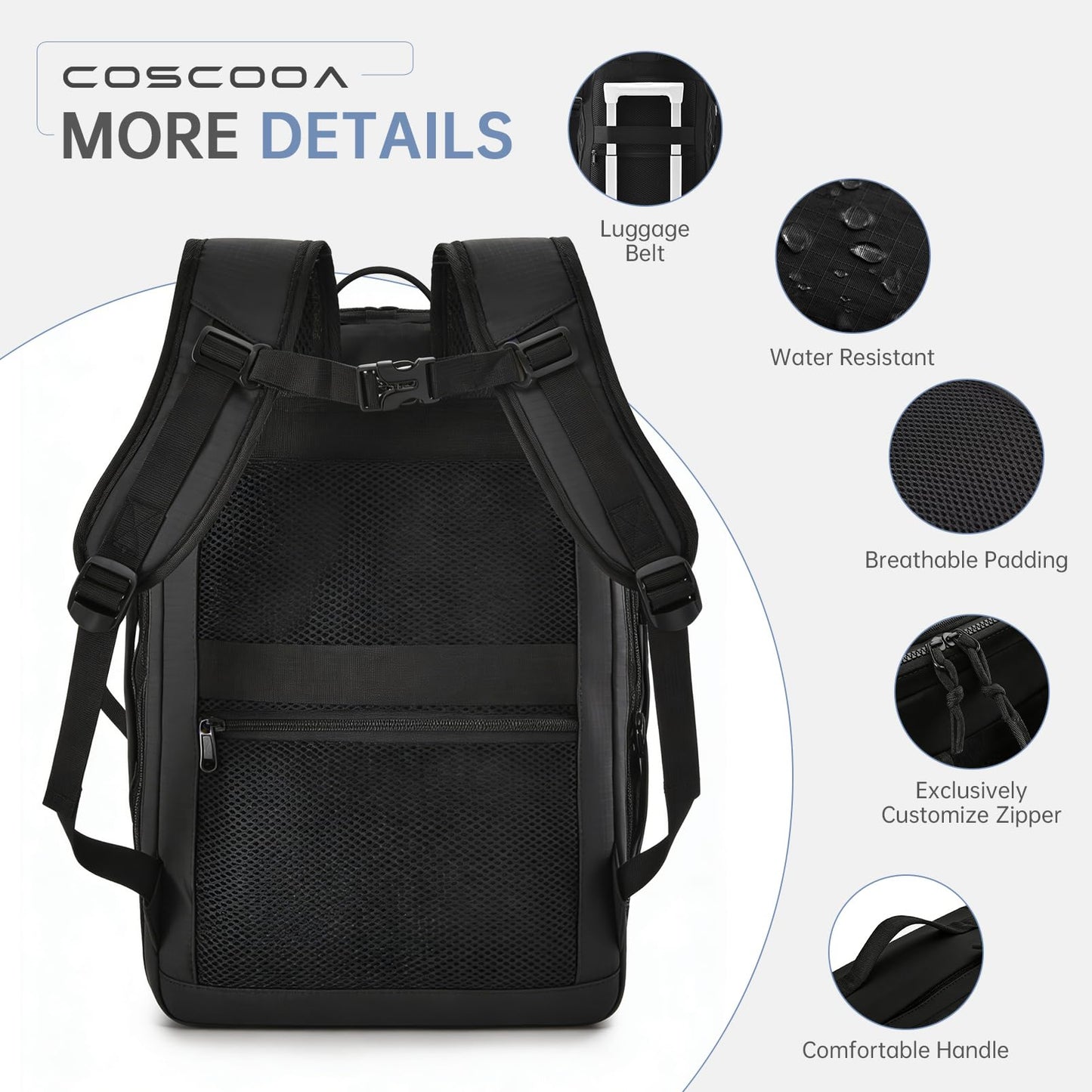 COSCOOA 6x13x17 inch Personal Item Bag for Budget Flight in Canada,15x33x43 cm Travel Bag,Expandable Carry On Travel Backpack,Underseat Travel Duffel Bag