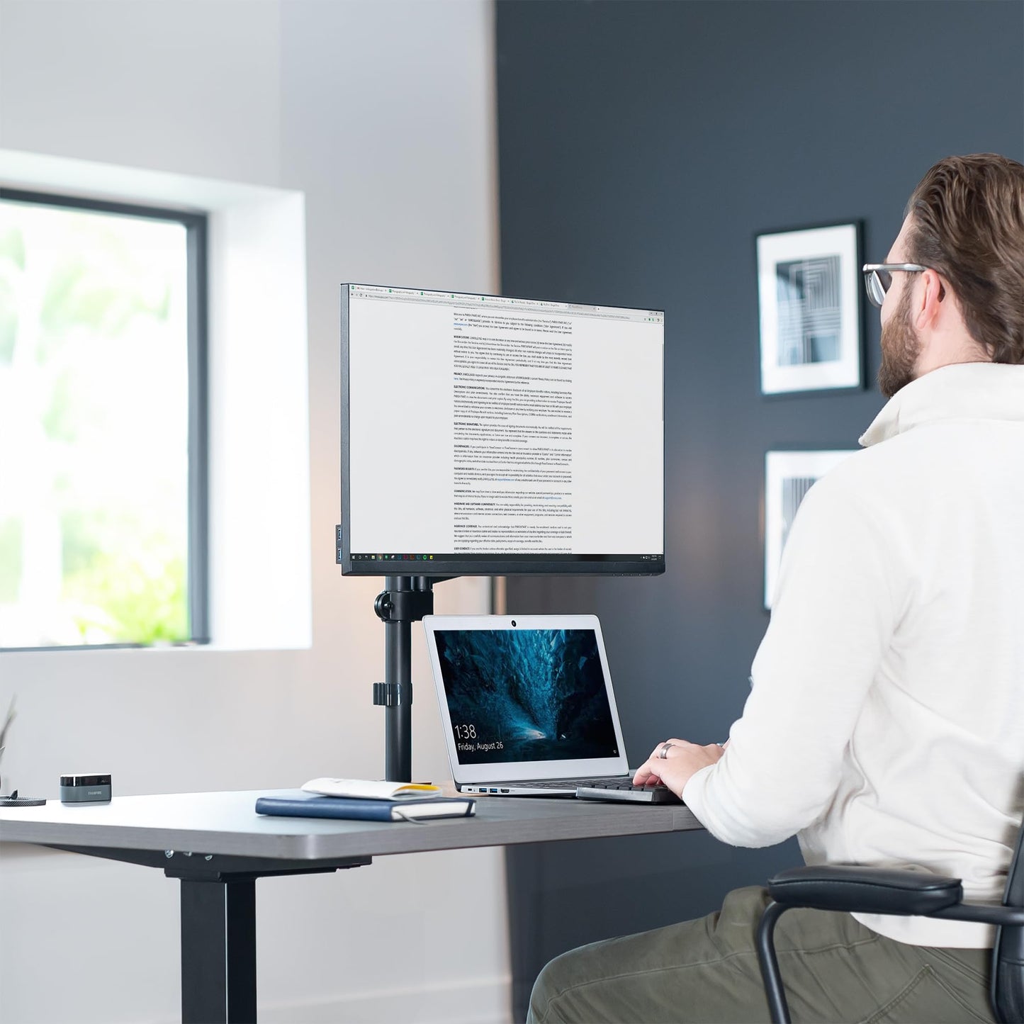 VIVO Single Monitor Arm Mount for 17 to 32 inch Screens - Tension Height Adjustment, Full Articulating Tilt, Swivel, Heavy Duty VESA Stand with Desk C-clamp and Grommet Option STAND-V001K