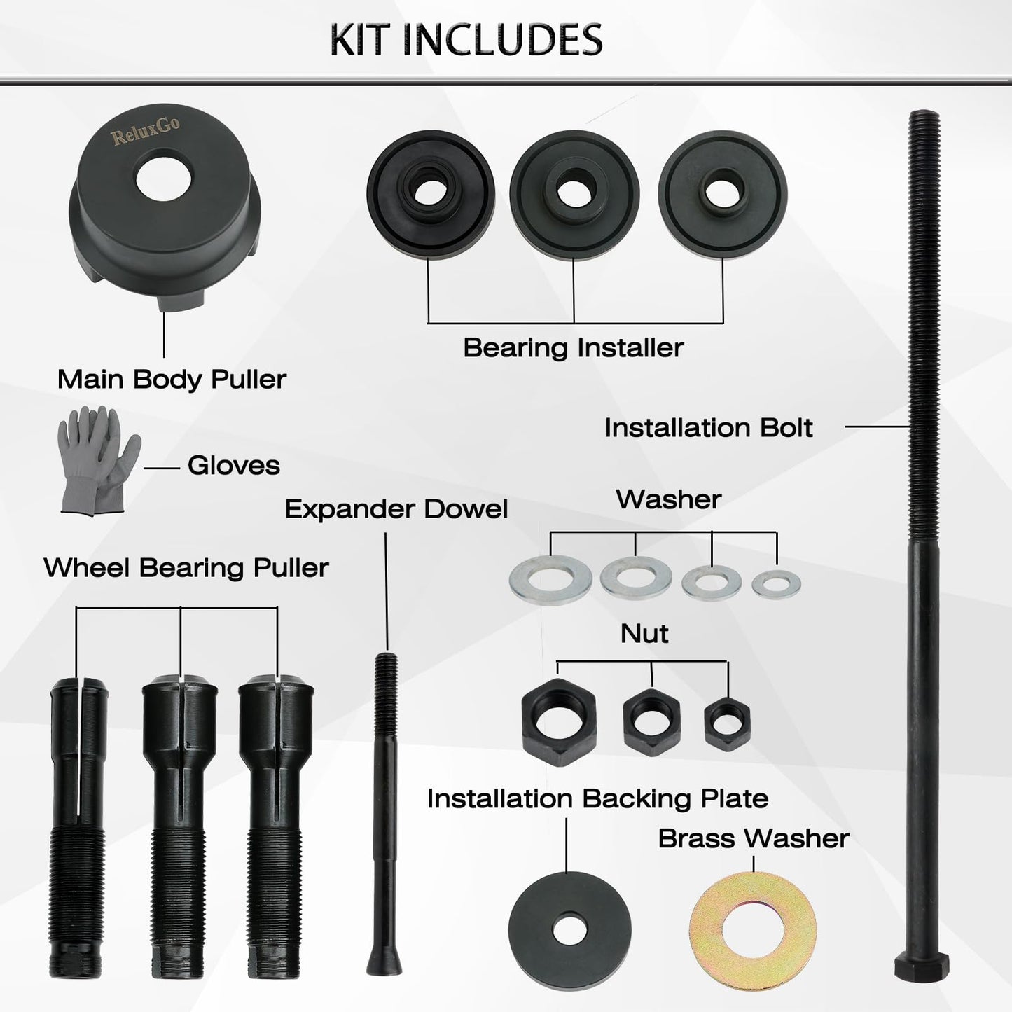 ReluxGo Wheel Bearing Puller Removal Motorcycle Tool Kit for Harley Davidson, Wheel Bearing Removal and Installation Tool for 3/4" 1" 25mm Bearings for Hogs from 2000, Wheel Bearing Press (Blue)