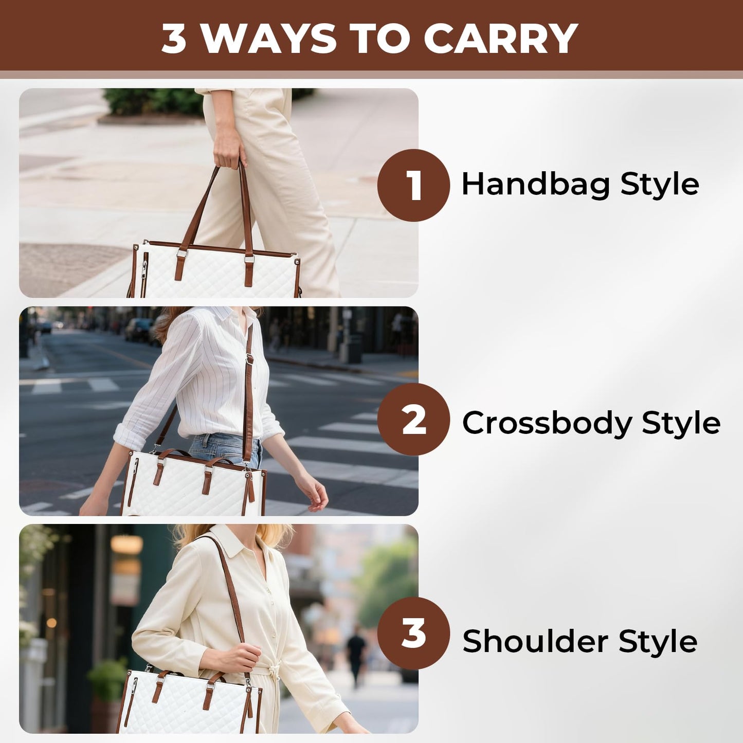 Lunch Work Tote Bags for Women, 15.6 Inch Laptop Bag with Insulated Lunch Compartment, 2 in 1 Tote Bag Lunch Bag Combo with Small Purse and Shoulder Strap for Work, University, Office, Picnic (White)