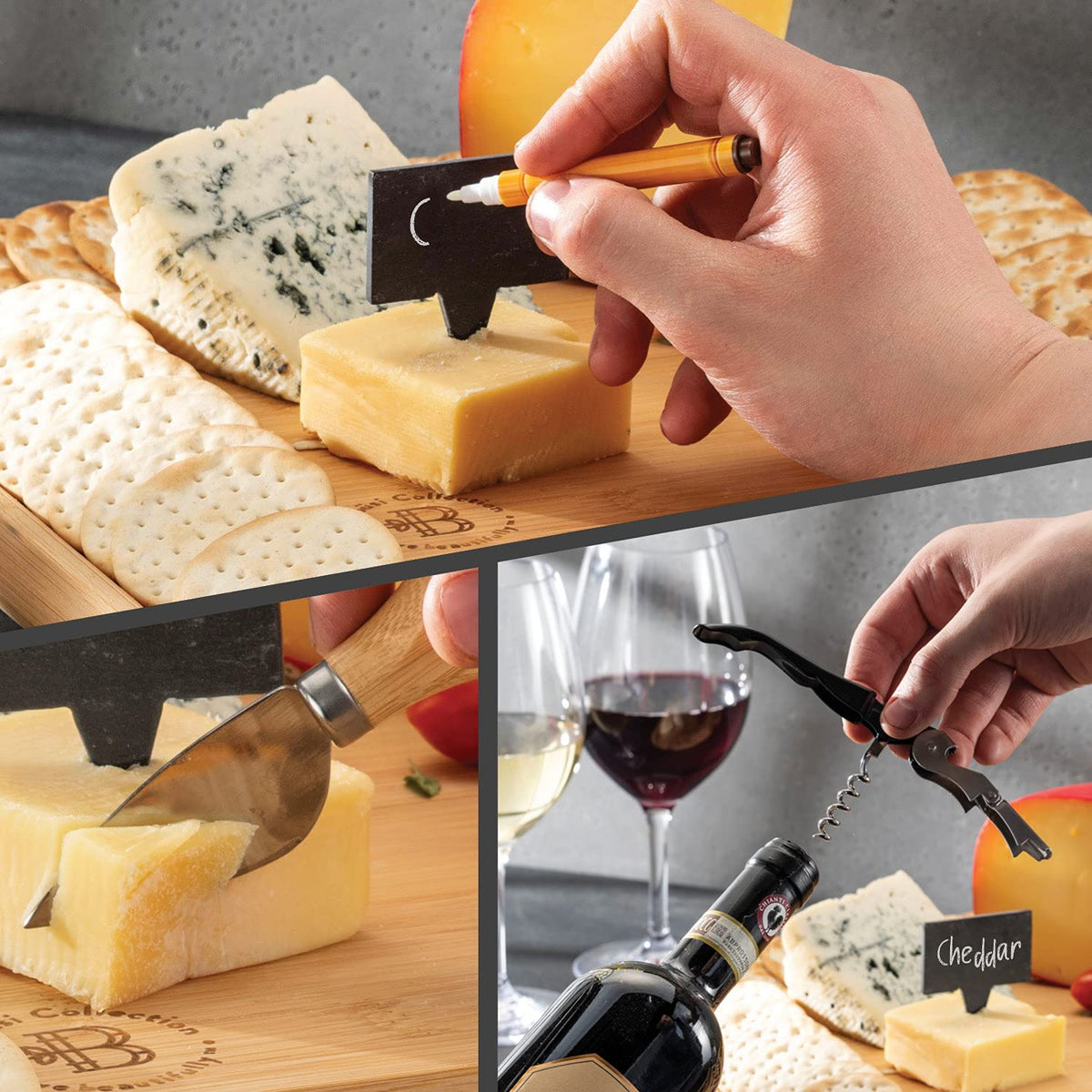 Charcuterie Boards - Large Bamboo Cheese Board Set with Knives, Serving Meat and Cheese Platter Tray for Housewarming Gifts New Home, Wedding, Bridal Shower, Birthday Gifts for Women, Hostess