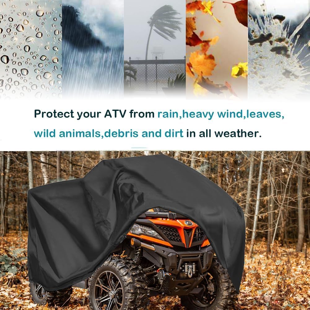 QYMOTO ATV Cover 4 Wheeler Cover Waterproof 420D,Large Quad Cover ATV Covers XXL 2 UP Durable Thick Outdoor Protection for Polaris Sportsman,Can am Outlander,Arctic Cat,CFMOTO Cforce 600 1000,Yamaha