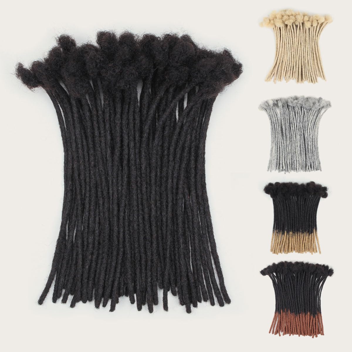 Sangtok 10 inch 40 Strands Loc Extensions Human Hair, 0.6cm Width Real Human Hair Dreadlocks Extensions for Man/Women Full Handmade Dreads Can be Dyed(1B)